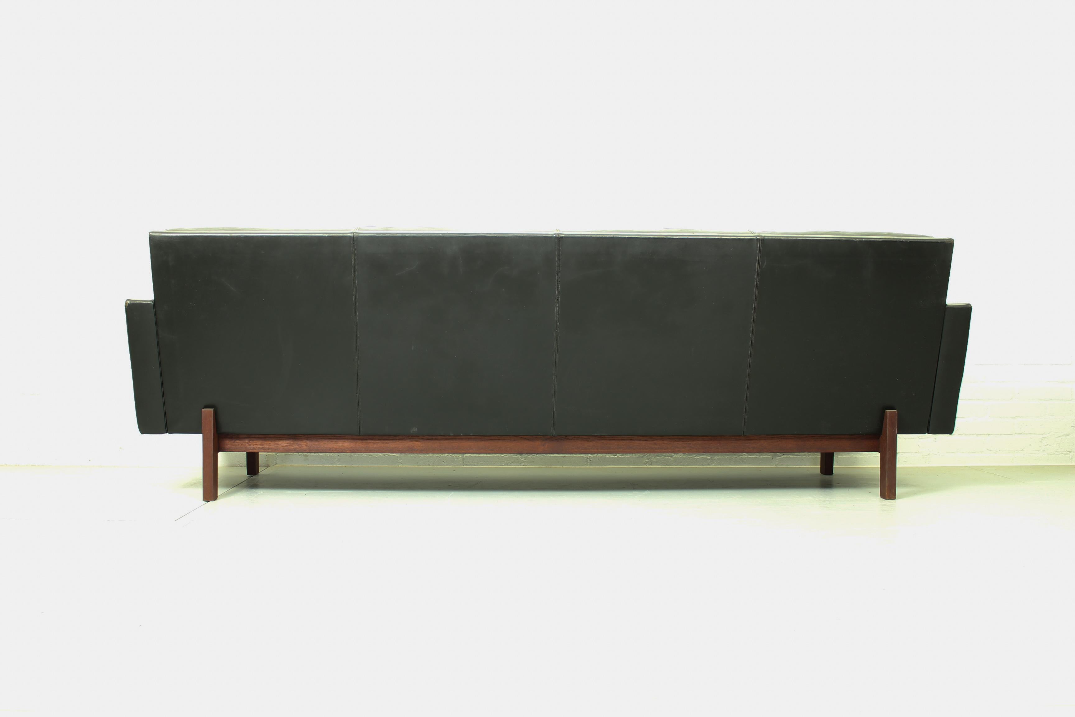 Set of Black Leather 4-Seat Sofa and 2 Lounge Chairs by Karl Erik Ekselius 3