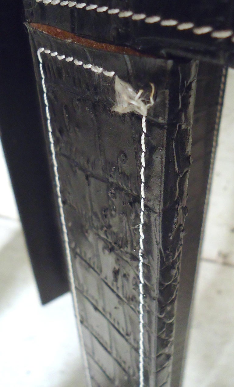 Set of Black Leather Nesting Tables For Sale at 1stDibs