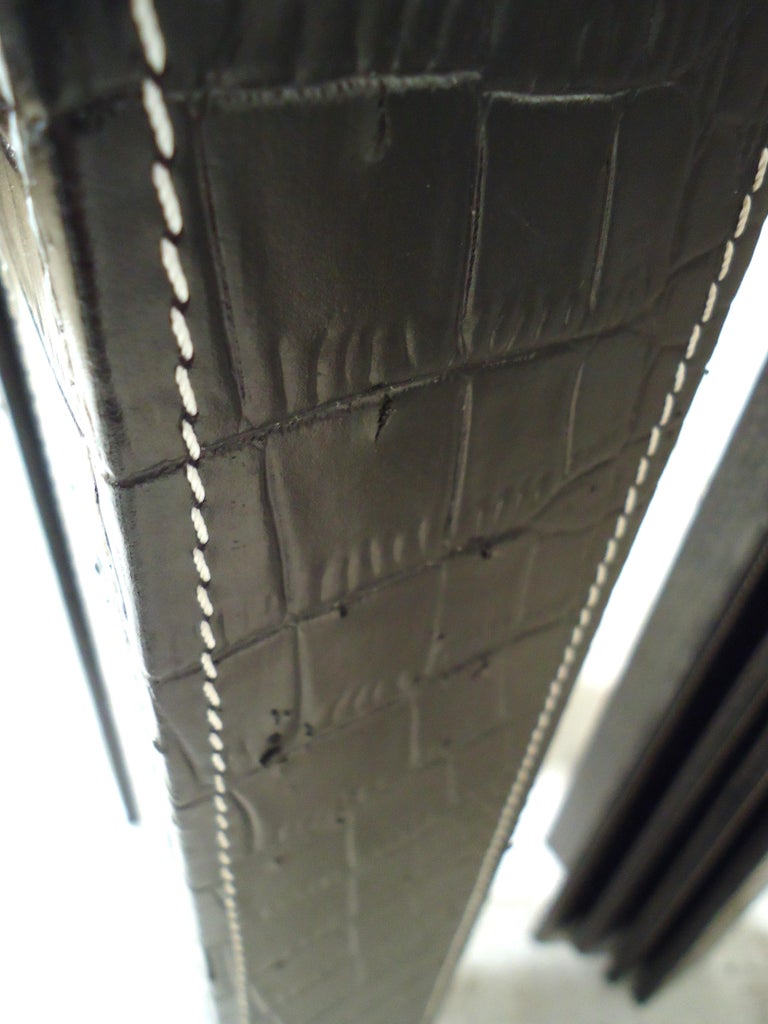 Set of Black Leather Nesting Tables For Sale at 1stDibs