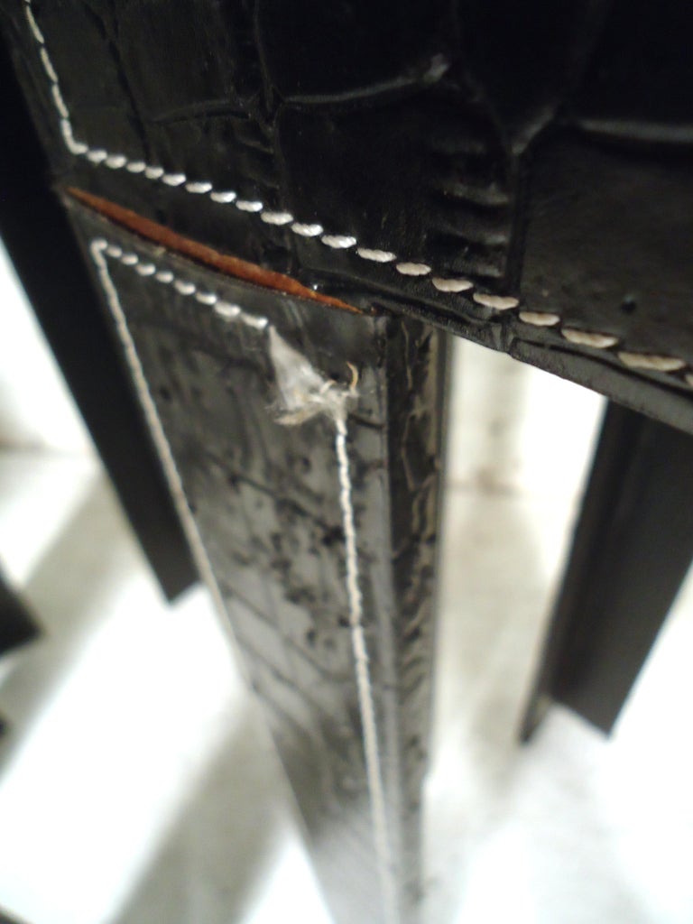 Set of Black Leather Nesting Tables For Sale at 1stDibs