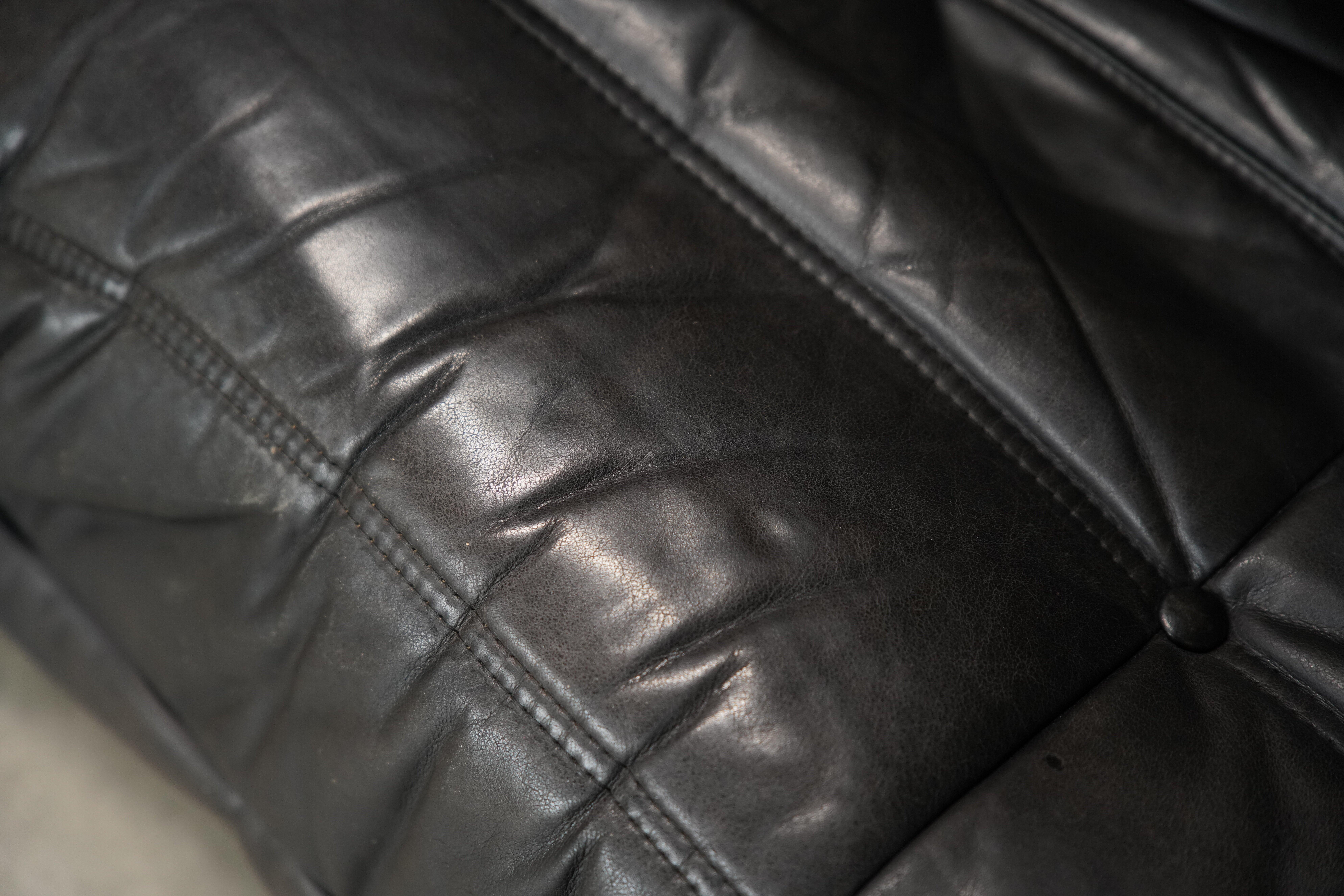 Black Leather Togo Set by Michel Ducaroy for Ligne Roset, 1986 For Sale 13