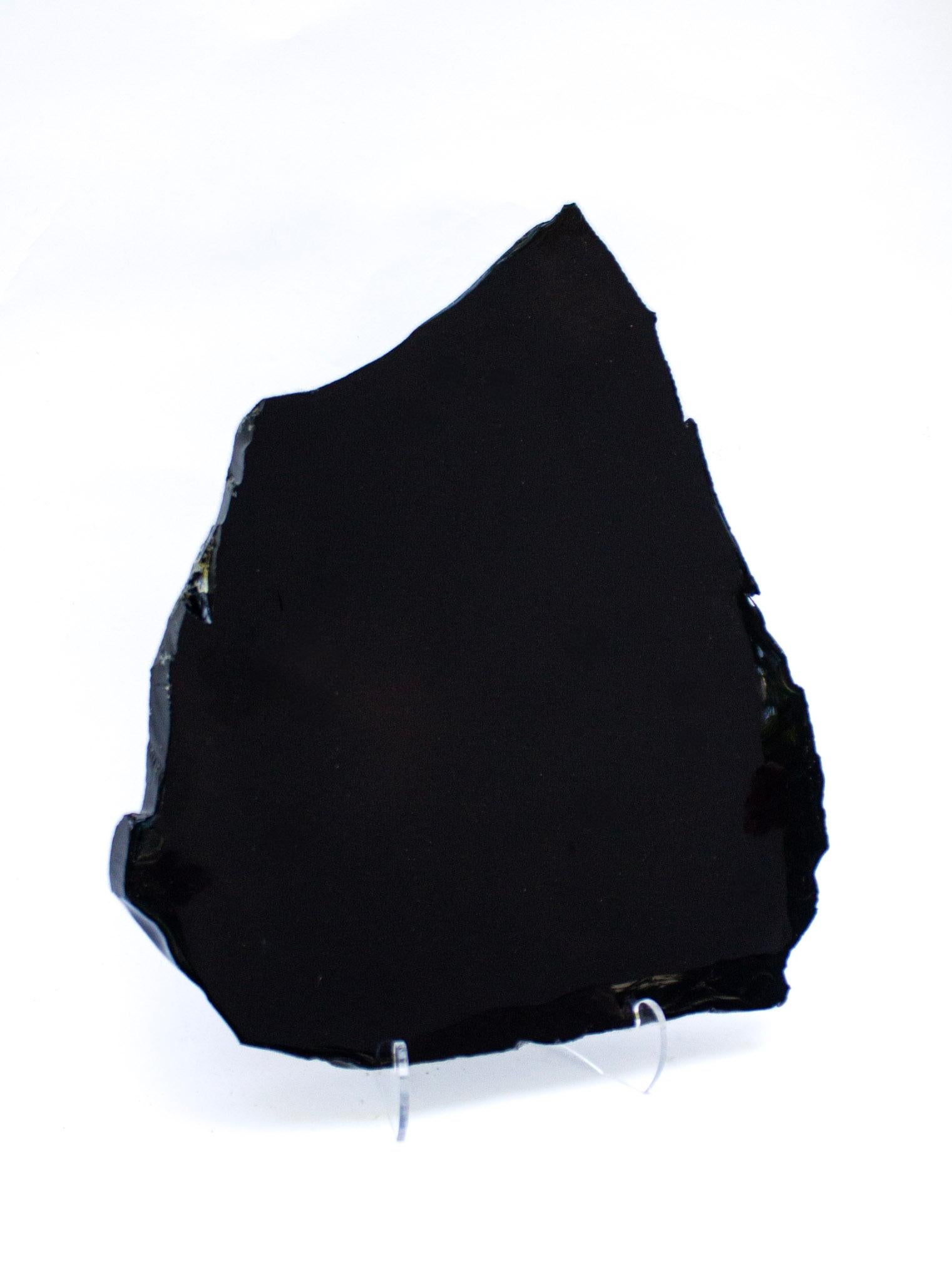 Juego de Espejo y Puntas de Obsidiana Negra con Incisiones de Formación Natural Pulido en venta