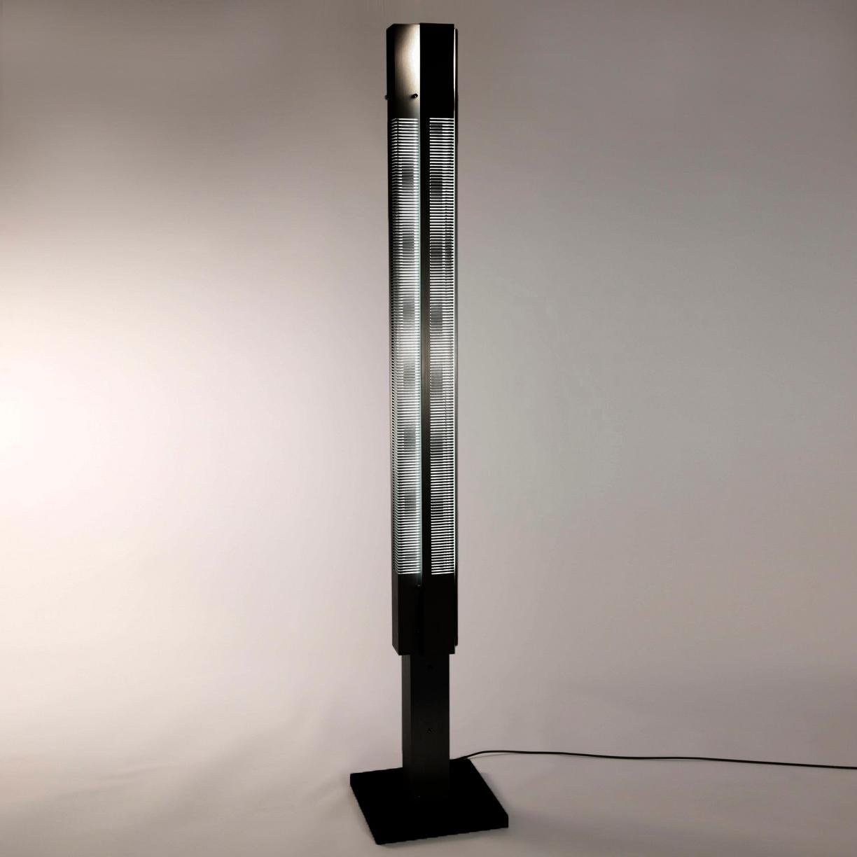 Aluminum Serge Mouille Mid-Century Modern Black Signal Column Floor Lamp Set