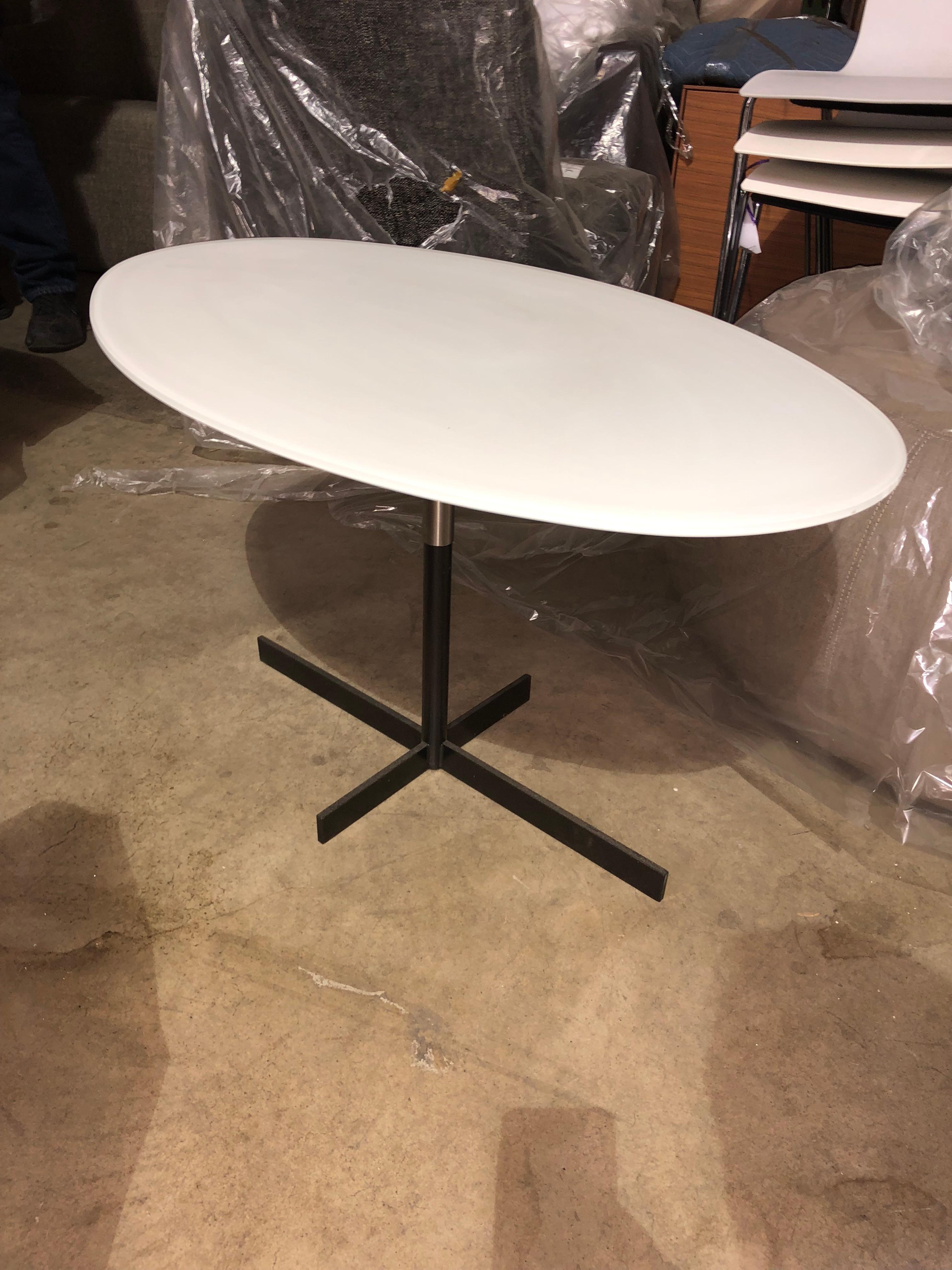 Contemporary Set of Black and White Oval Tables