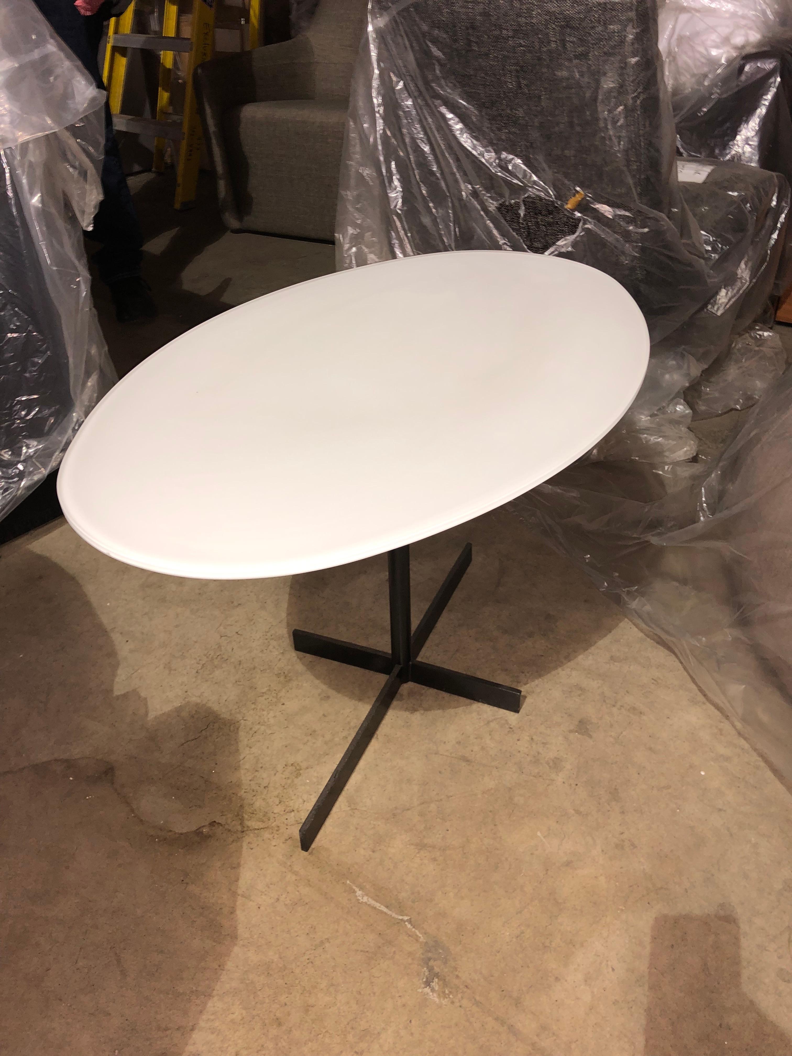 Glass Set of Black and White Oval Tables