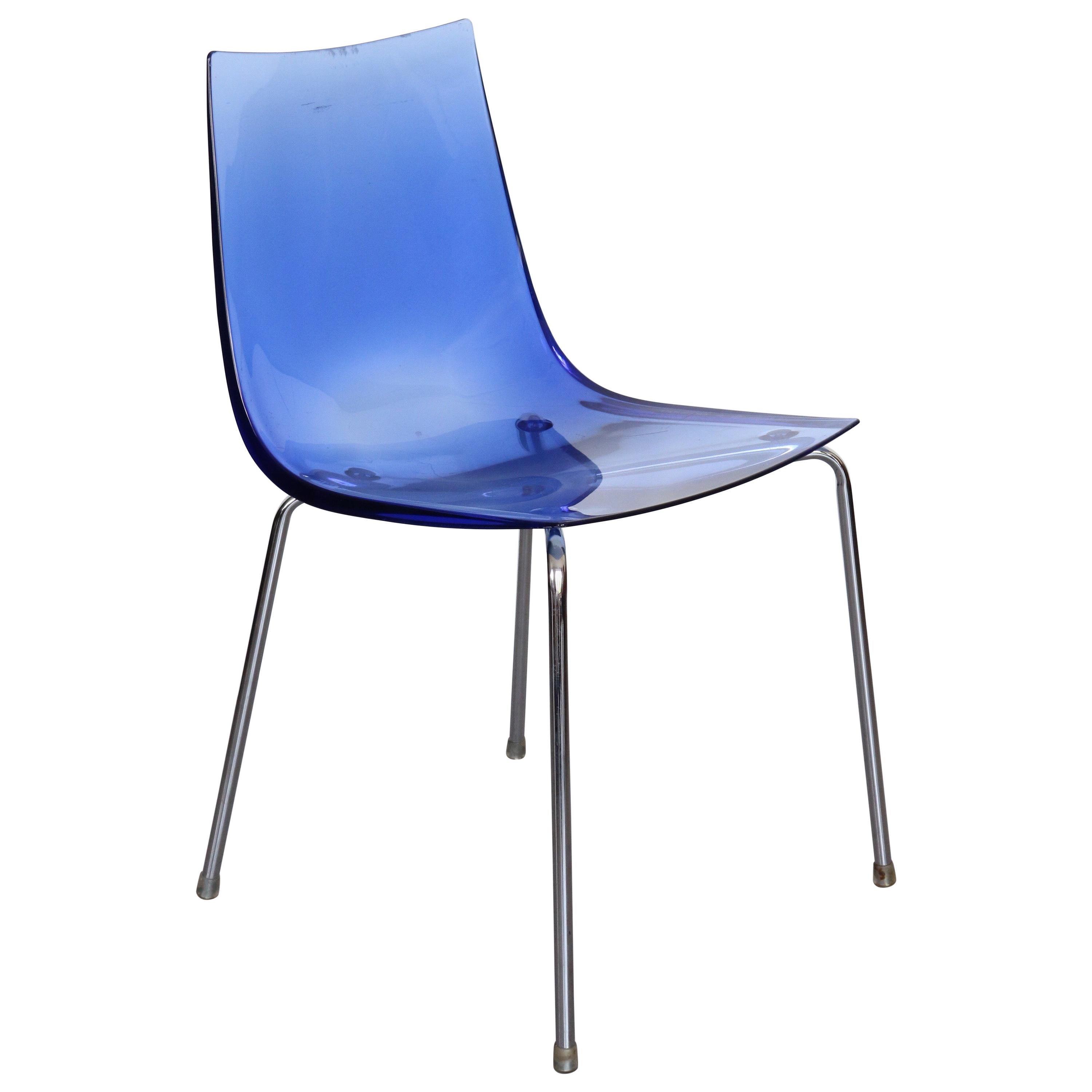 Set of blue Dining Chairs "Slim.C" Roberto Foschia, 2000, Made in Italy For Sale