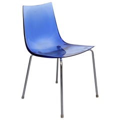 Set of blue Dining Chairs "Slim.C" Roberto Foschia, 2000, Made in Italy