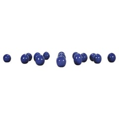 Set of Blue Glazed Ceramic Garden Egg Sculptures after Jun Kaneko
