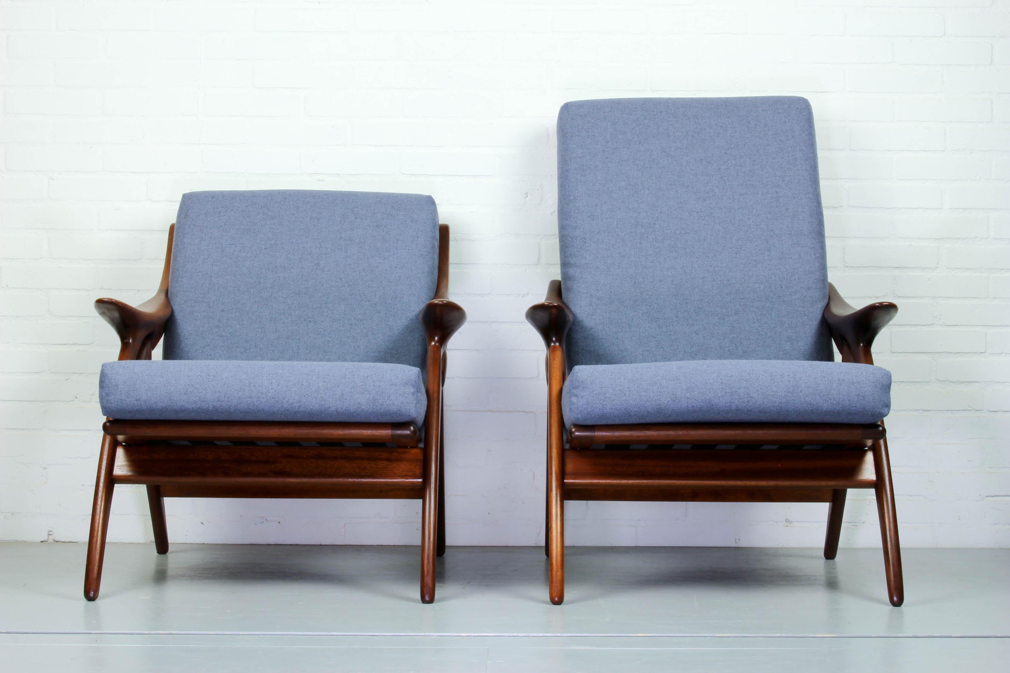 Mid-Century Modern Set of Blue/Grey Armchairs from De Ster Gelderland, 1960s