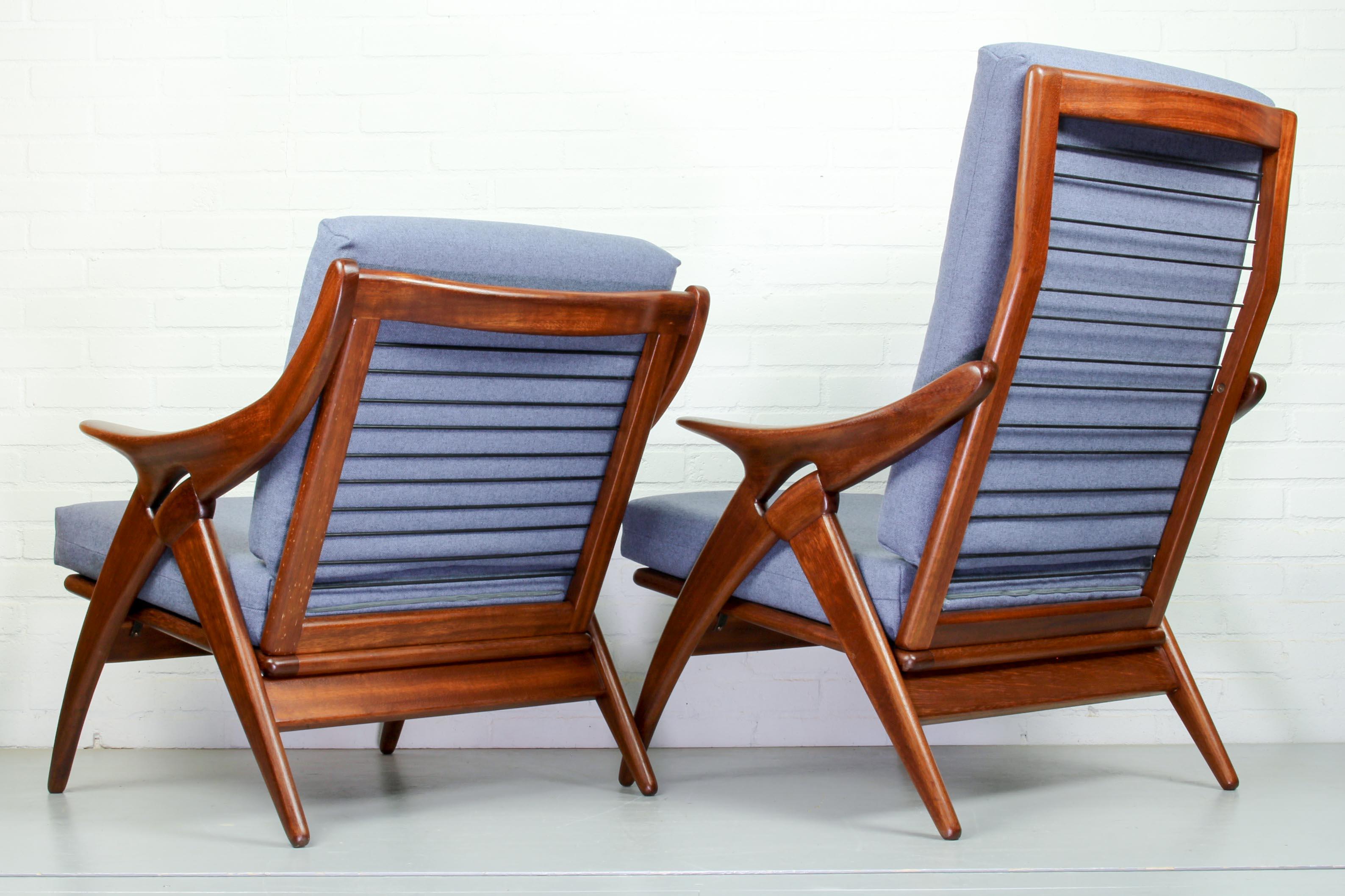 20th Century Set of Blue/Grey Armchairs from De Ster Gelderland, 1960s