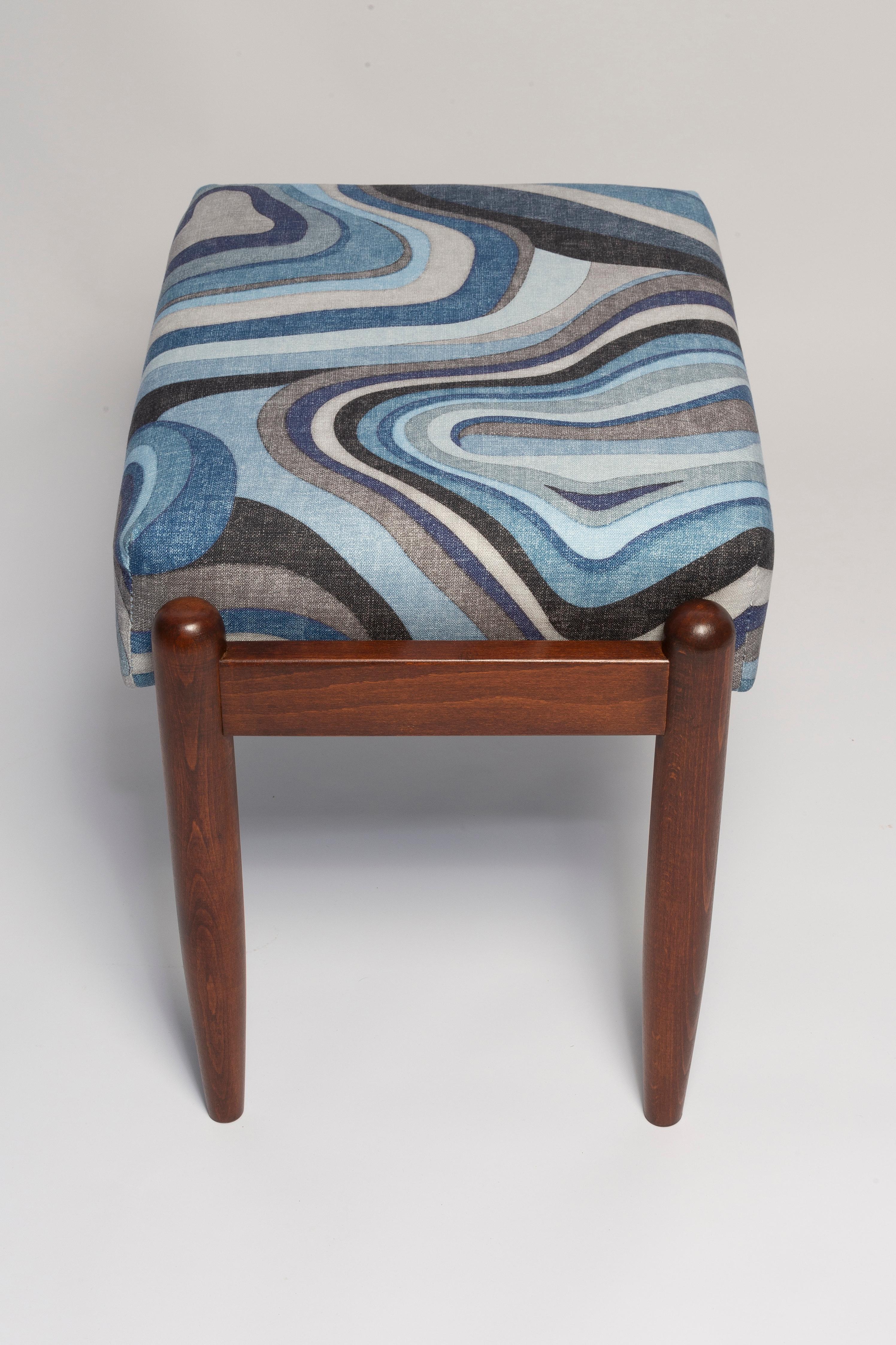 Set di poltrona e sgabello GFM64 di metà secolo in lino blu, E Homa, Europa, anni '60 in vendita 7