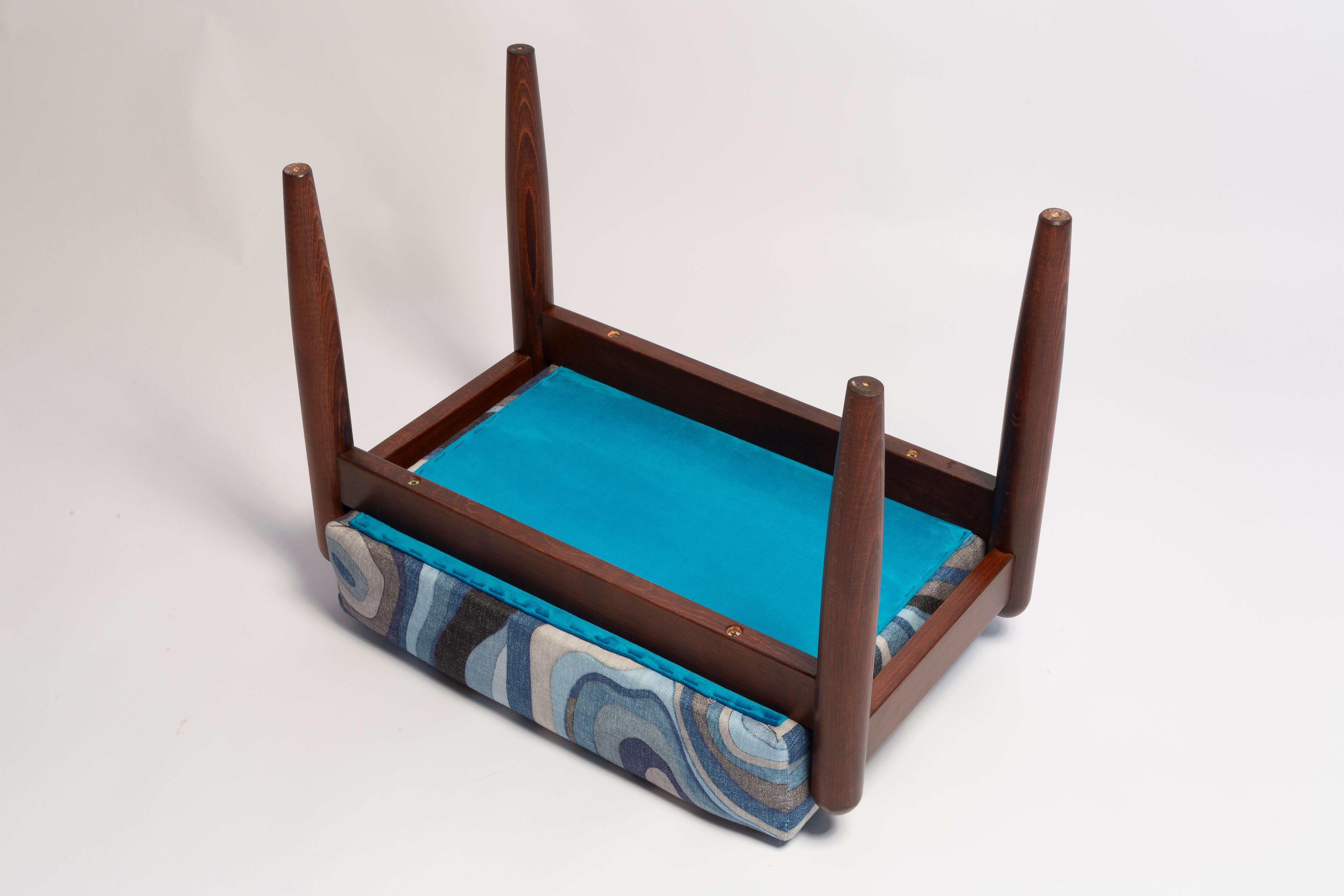 Set di poltrona e sgabello GFM64 di metà secolo in lino blu, E Homa, Europa, anni '60 in vendita 9