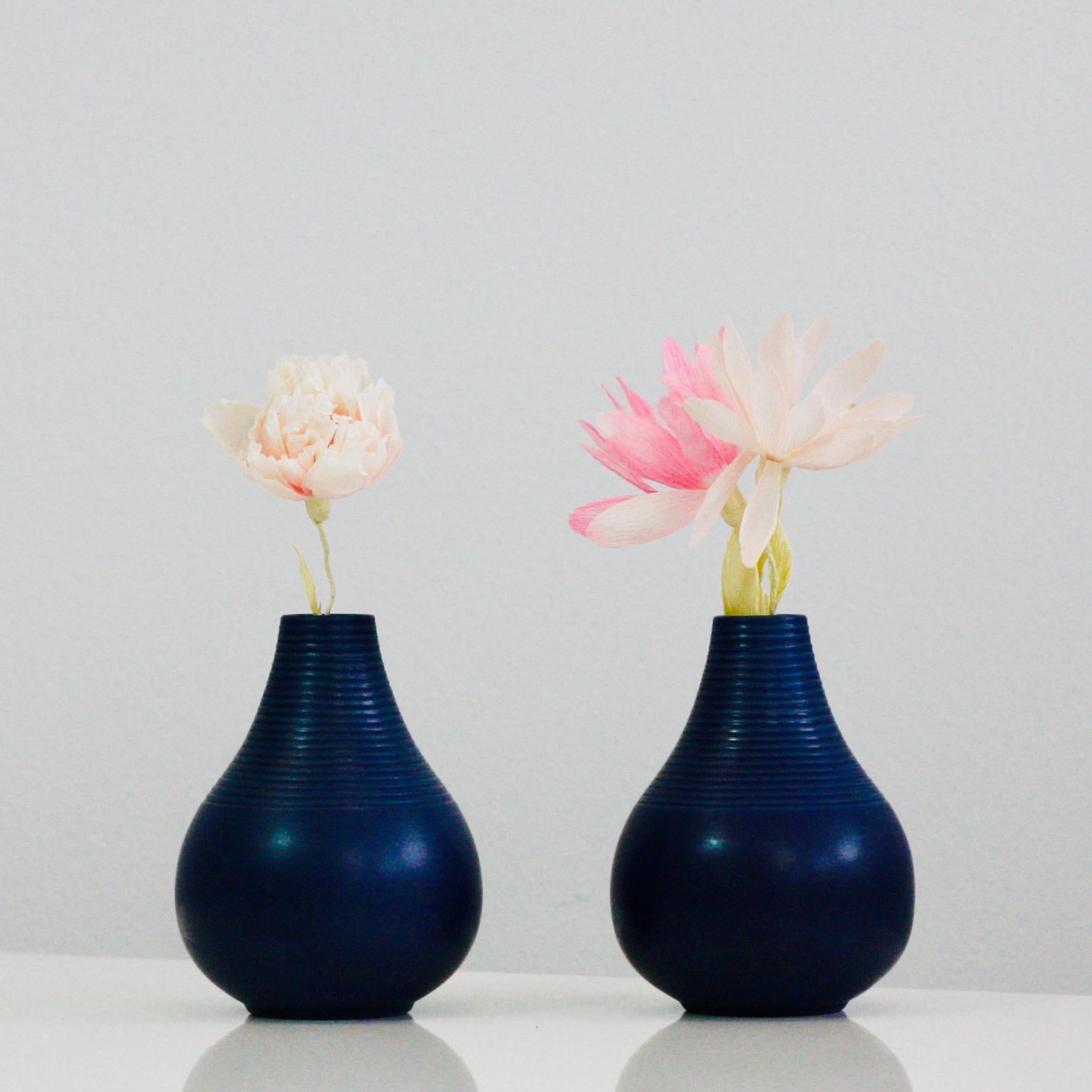 Danish Set of blue stoneware vases by Axel Sorensen for P. Ipsens Enke, 1940s, Denmark For Sale