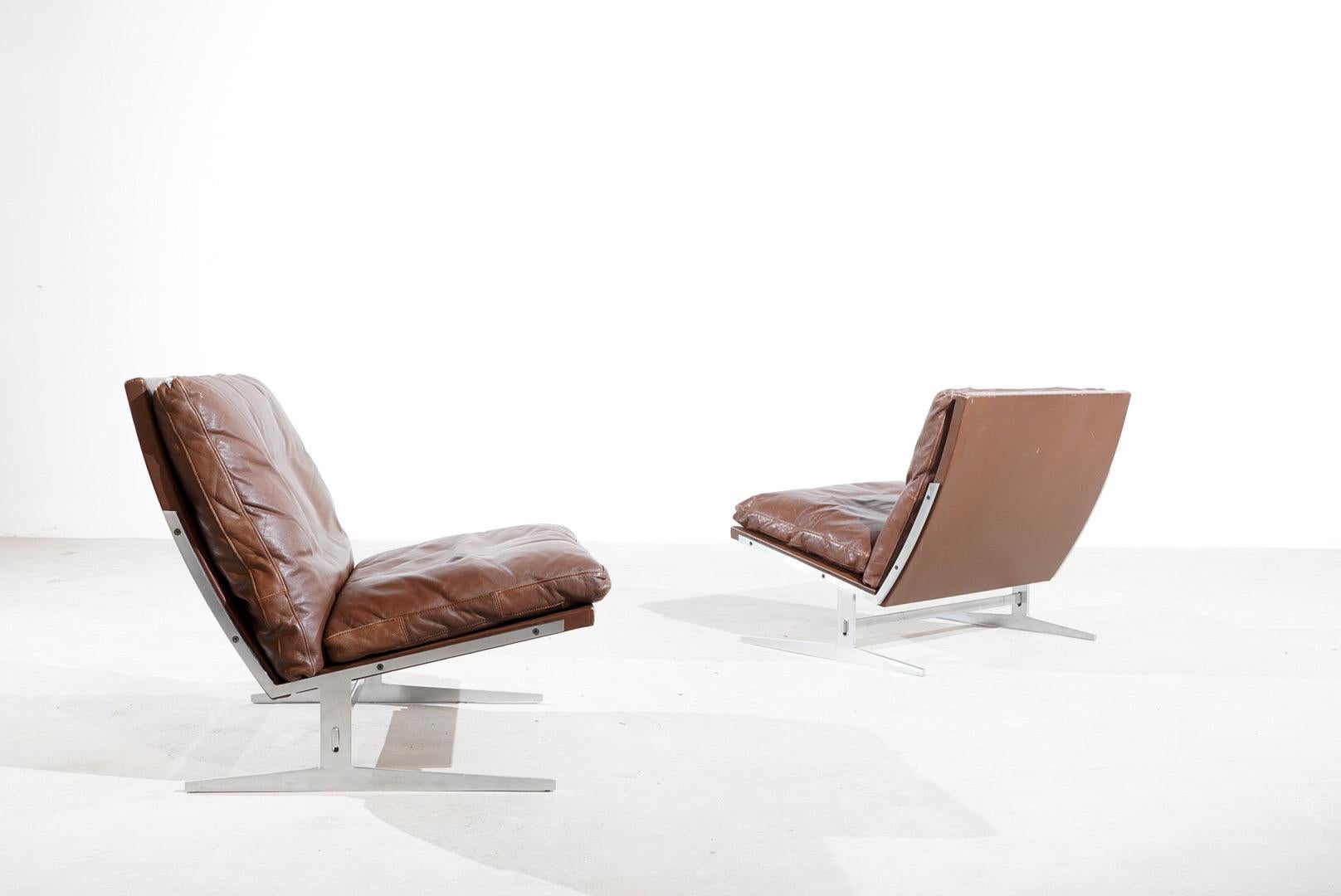 Mid-Century Modern Set of BO-561 Lounge Chairs Preben Fabricius & Jørgen Kastholm Bo-Ex Mid Century For Sale