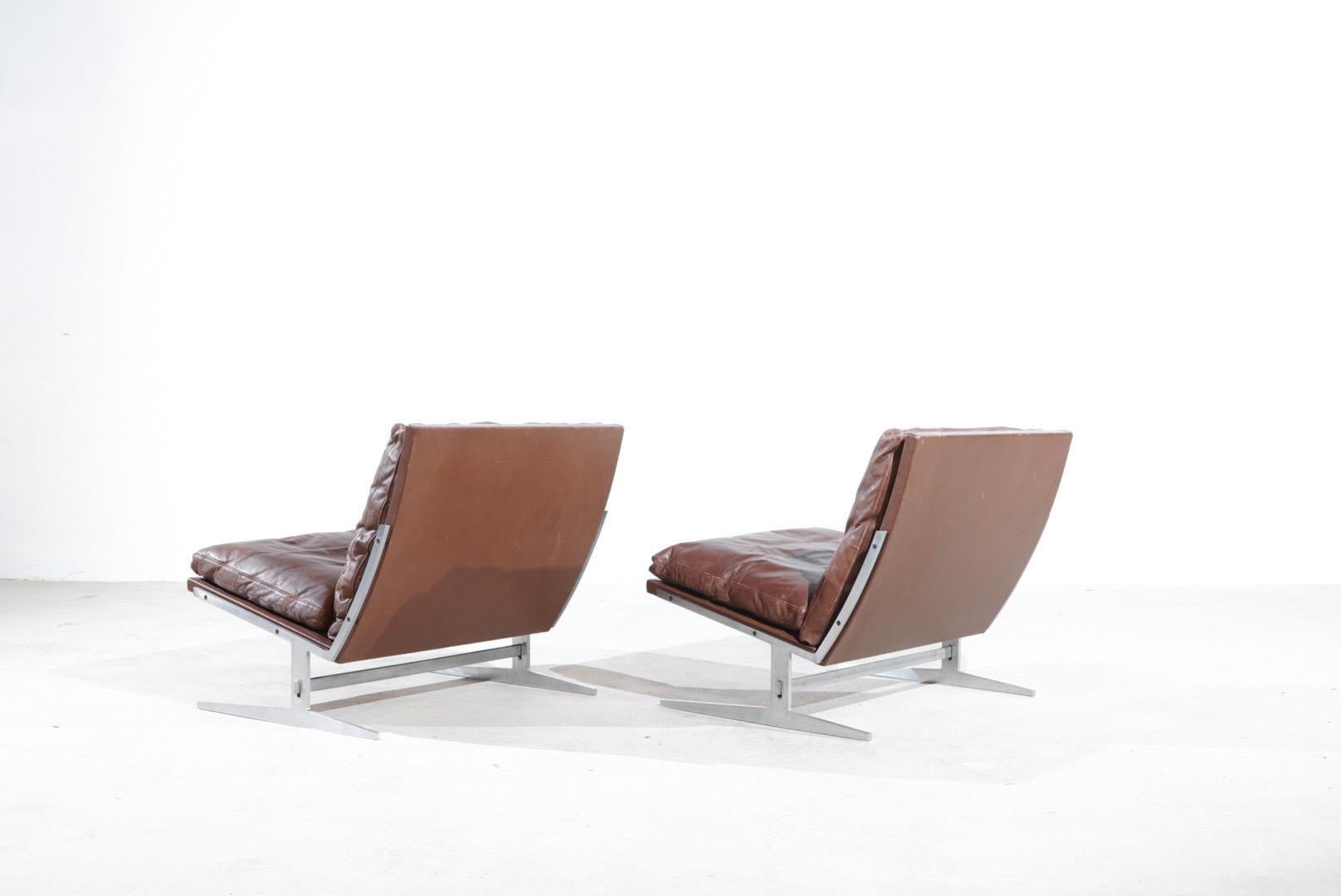 Danish Set of BO-561 Lounge Chairs Preben Fabricius & Jørgen Kastholm Bo-Ex Mid Century For Sale
