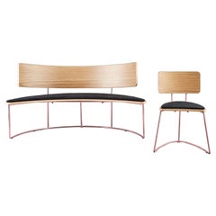 Set of Boomerang Bench & Chair, Black by Pepe Albargues