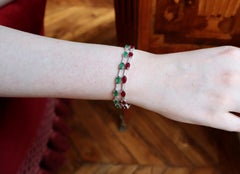 Set of Bracelets in 18k White Gold, Rubies 10.04 kt Emeralds 7.5 kt Diamonds