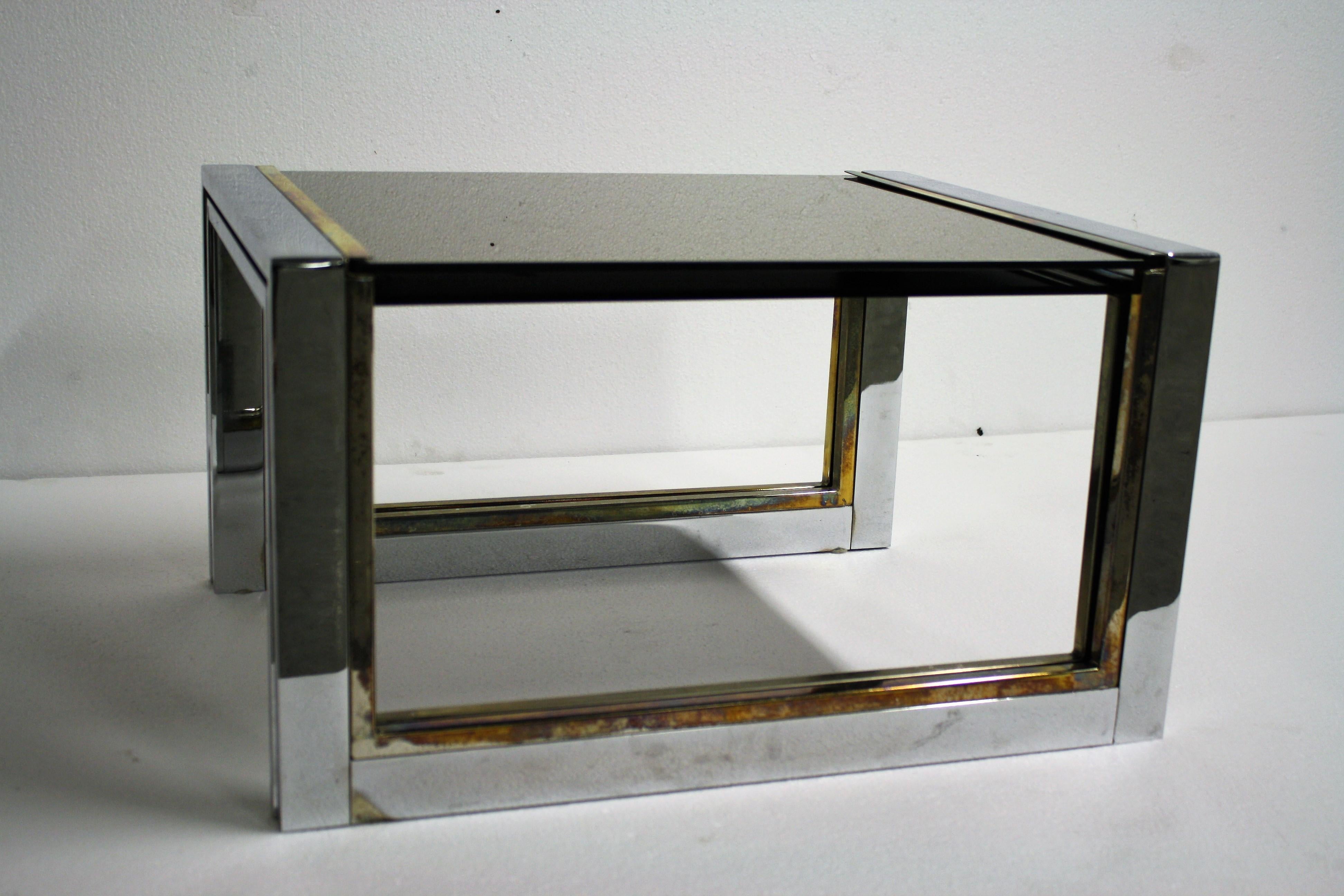 Set of Brass and Chrome Nesting Tables, 1970s France In Good Condition In HEVERLEE, BE