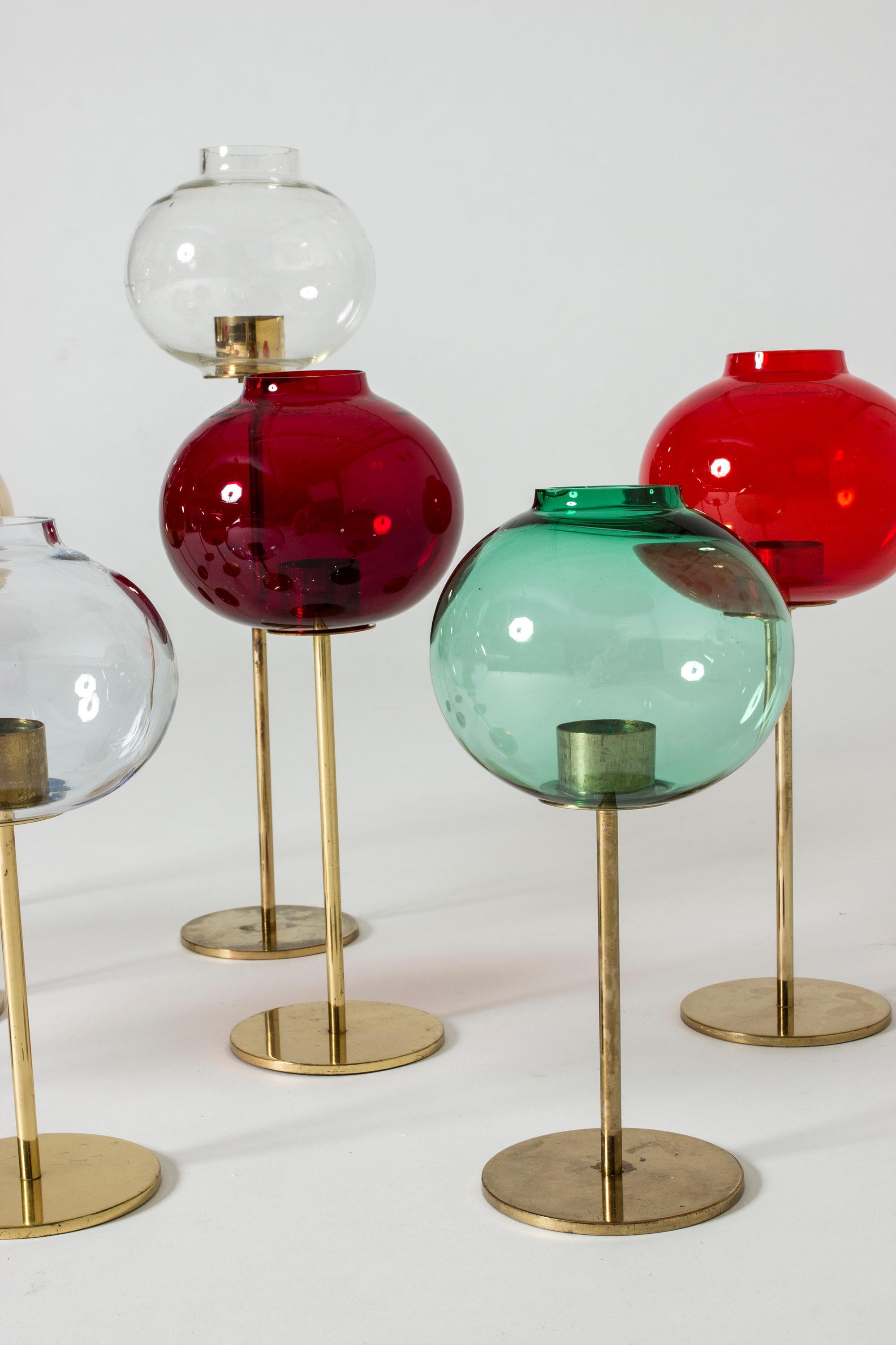 Set of Brass and Glass Candleholders by Hans-Agne Jakobsson In Good Condition For Sale In Stockholm, SE