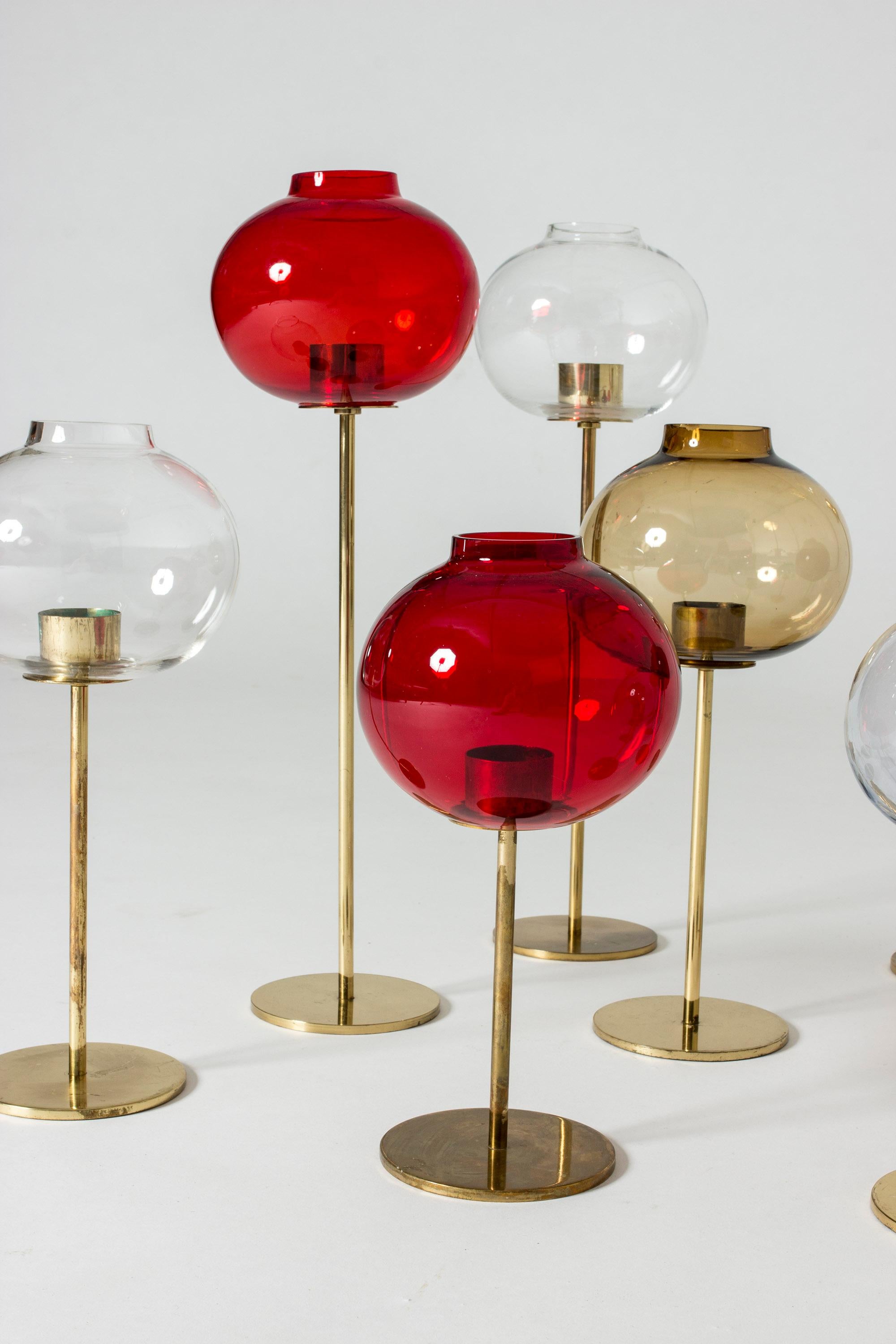 Mid-20th Century Set of Brass and Glass Candleholders by Hans-Agne Jakobsson For Sale