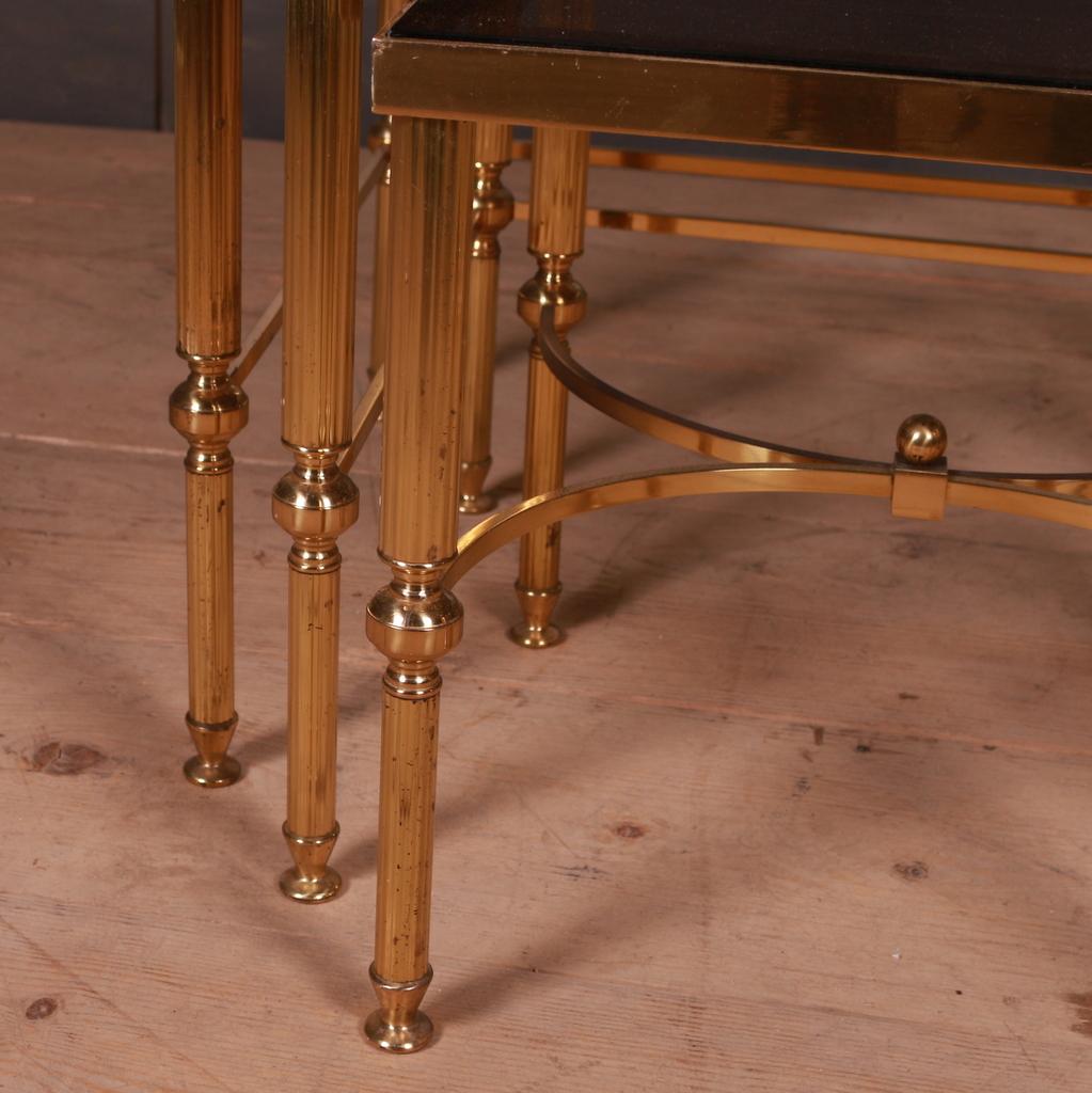 20th Century Set of Brass and Glass Tables For Sale