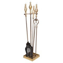 Set Of Brass And Iron Fire tools On Stand