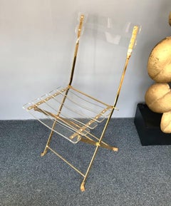 Set of Brass and Lucite Chairs by Galerie Maison & Jardin, France, 1970s