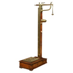 Set of Brass and Oak Avery Weighing Scales