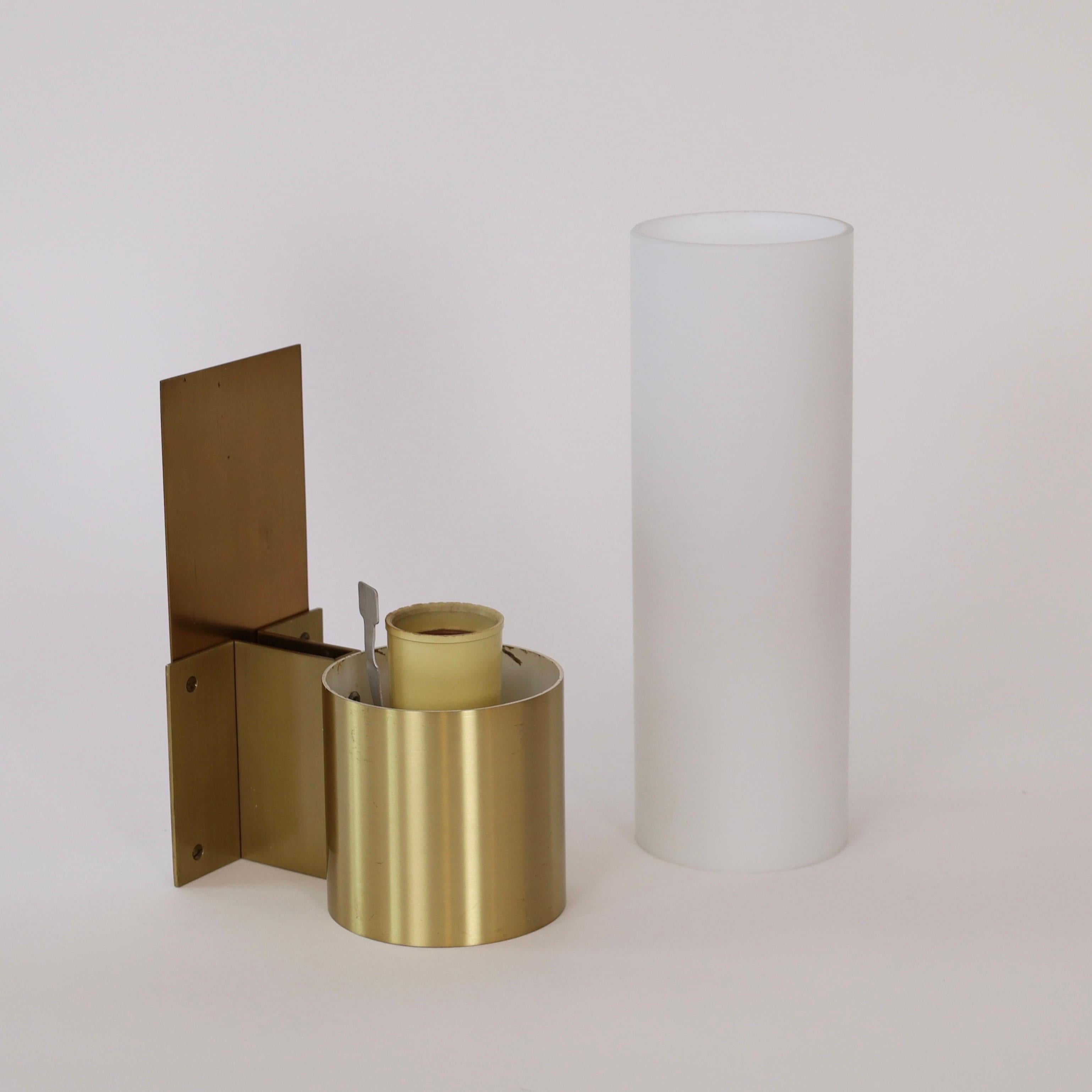 Set of Brass and Opaline sconces by Jørgen Bo for Fog & Morup, 1960s, Denmark For Sale 2