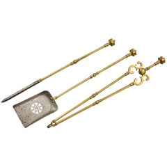 Set of Brass and Steel Fire Tools