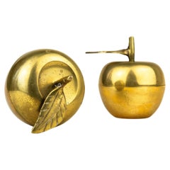 Juego de joyeros manzana de latón años 70