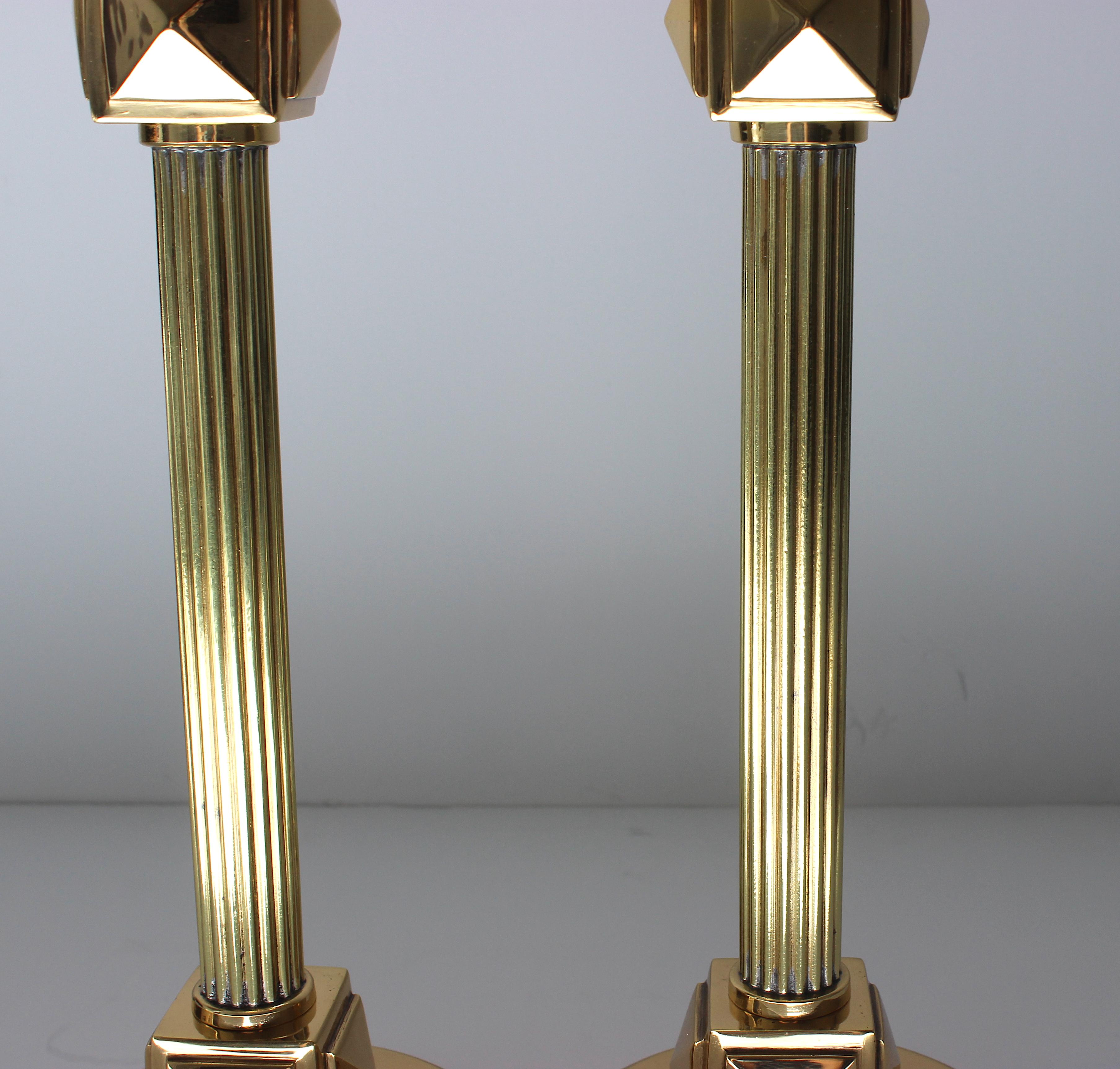 Set of Brass Art Deco Candlesticks by Larry Laslo 4