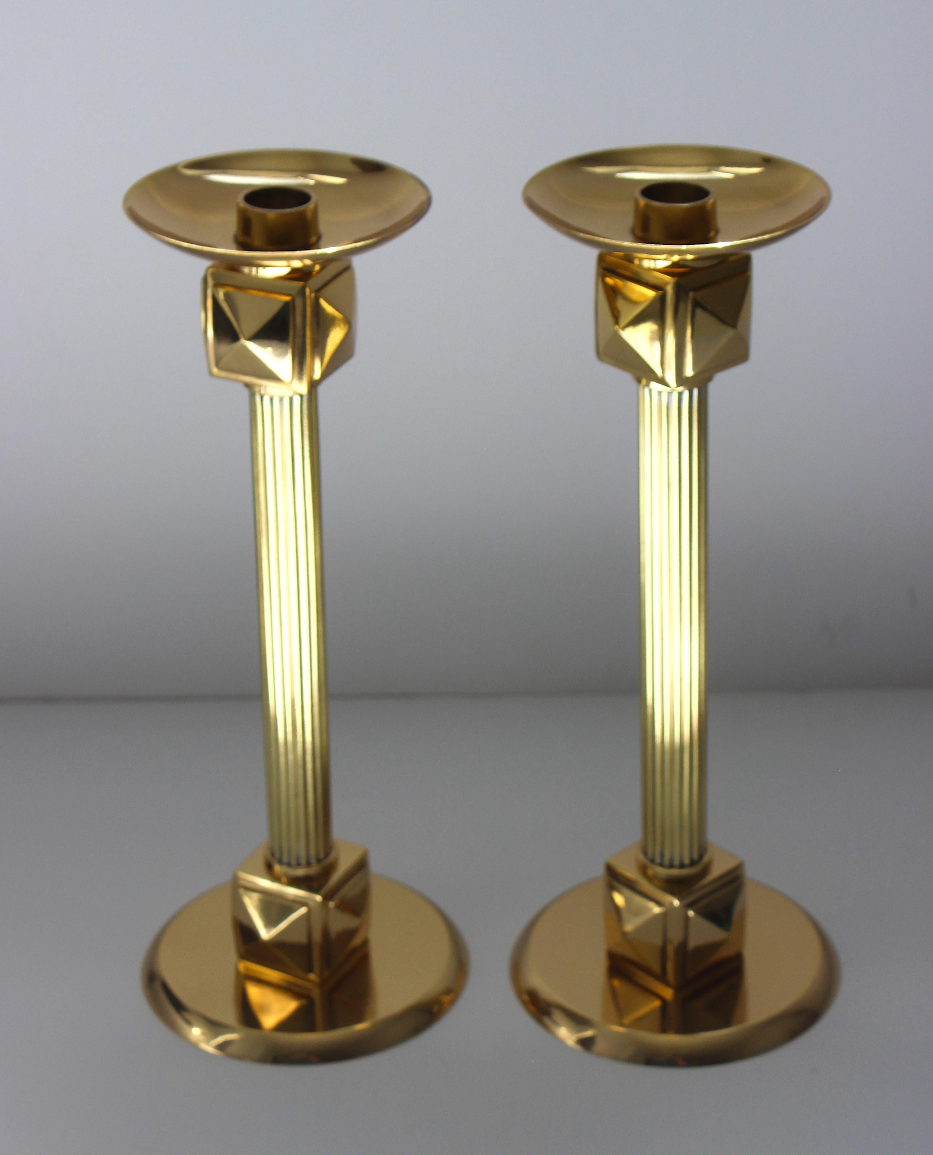 Set of Brass Art Deco Candlesticks by Larry Laslo 5