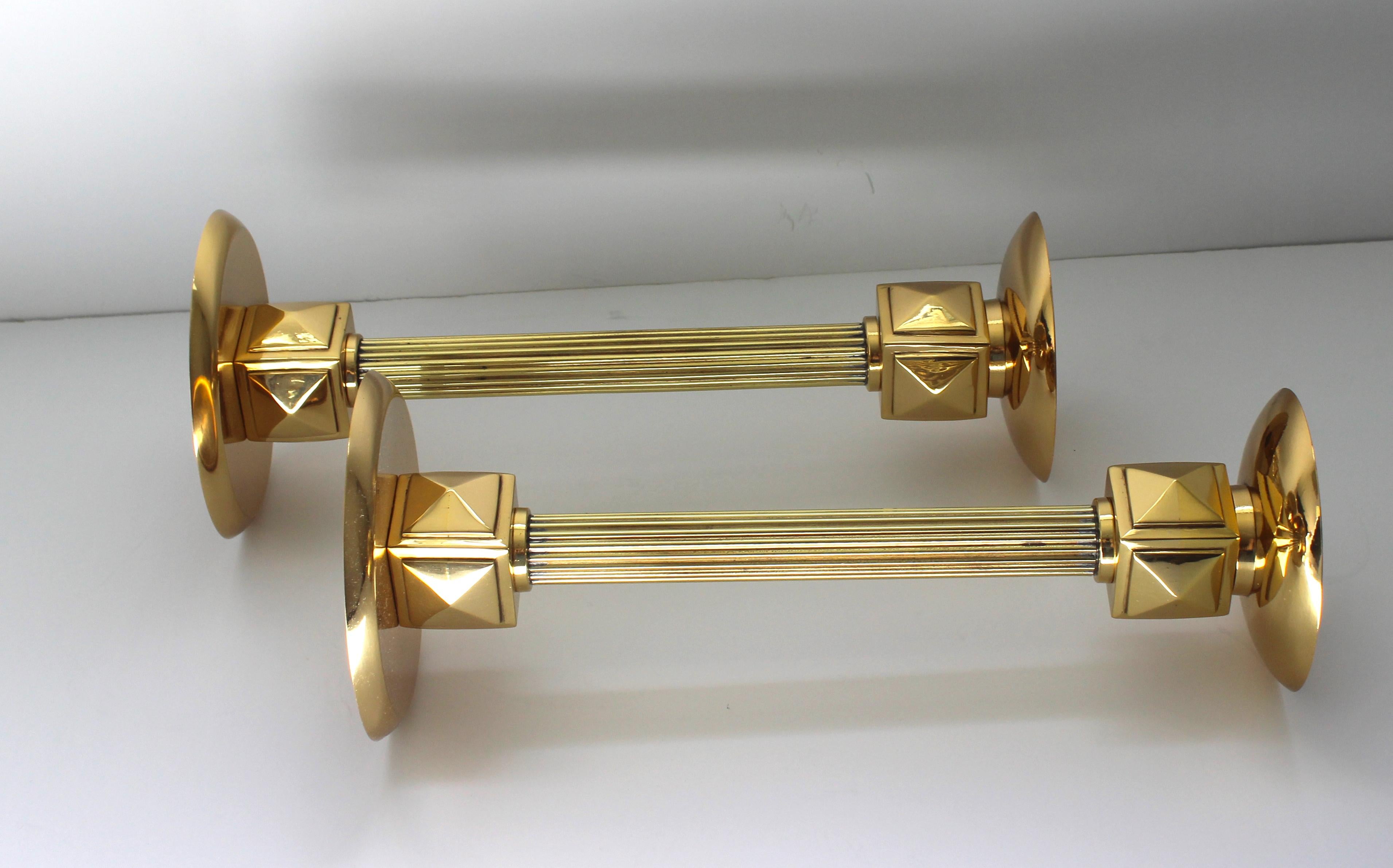 20th Century Set of Brass Art Deco Candlesticks by Larry Laslo