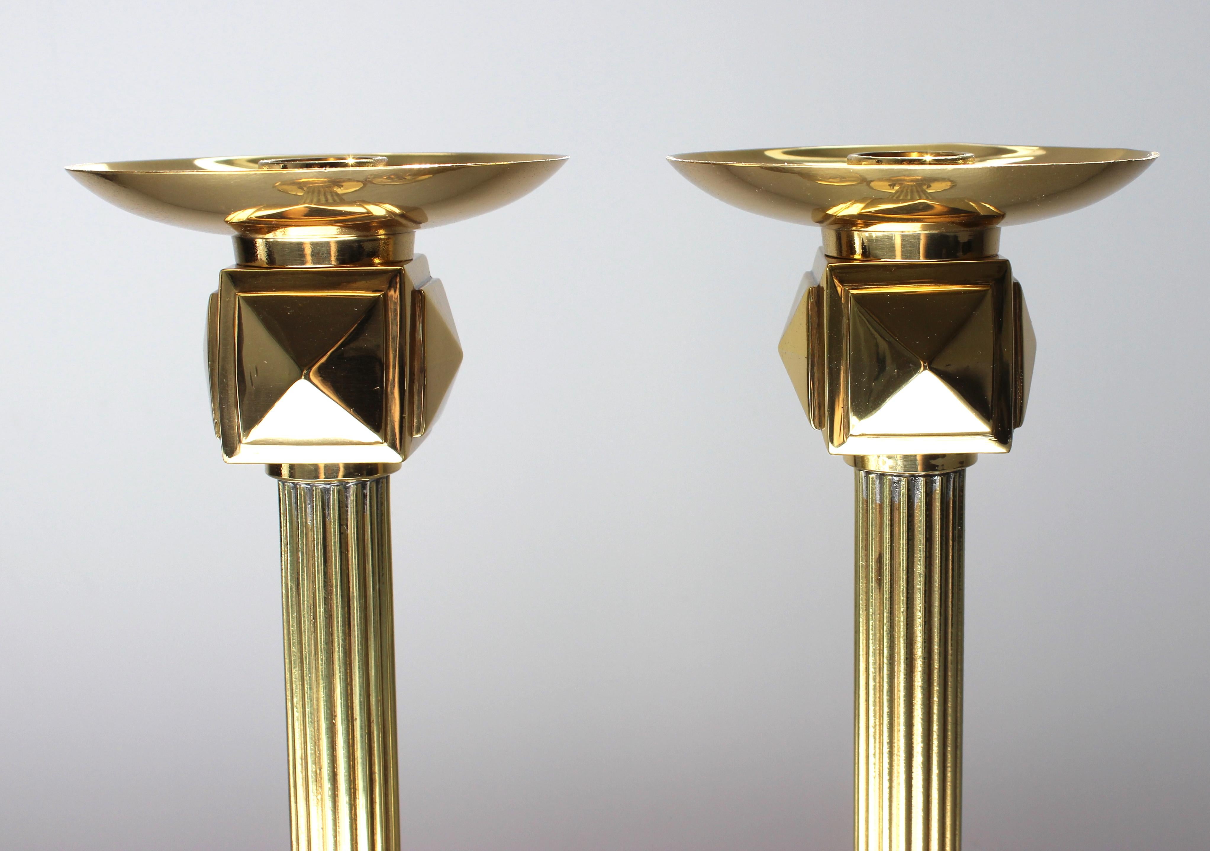 Set of Brass Art Deco Candlesticks by Larry Laslo 2