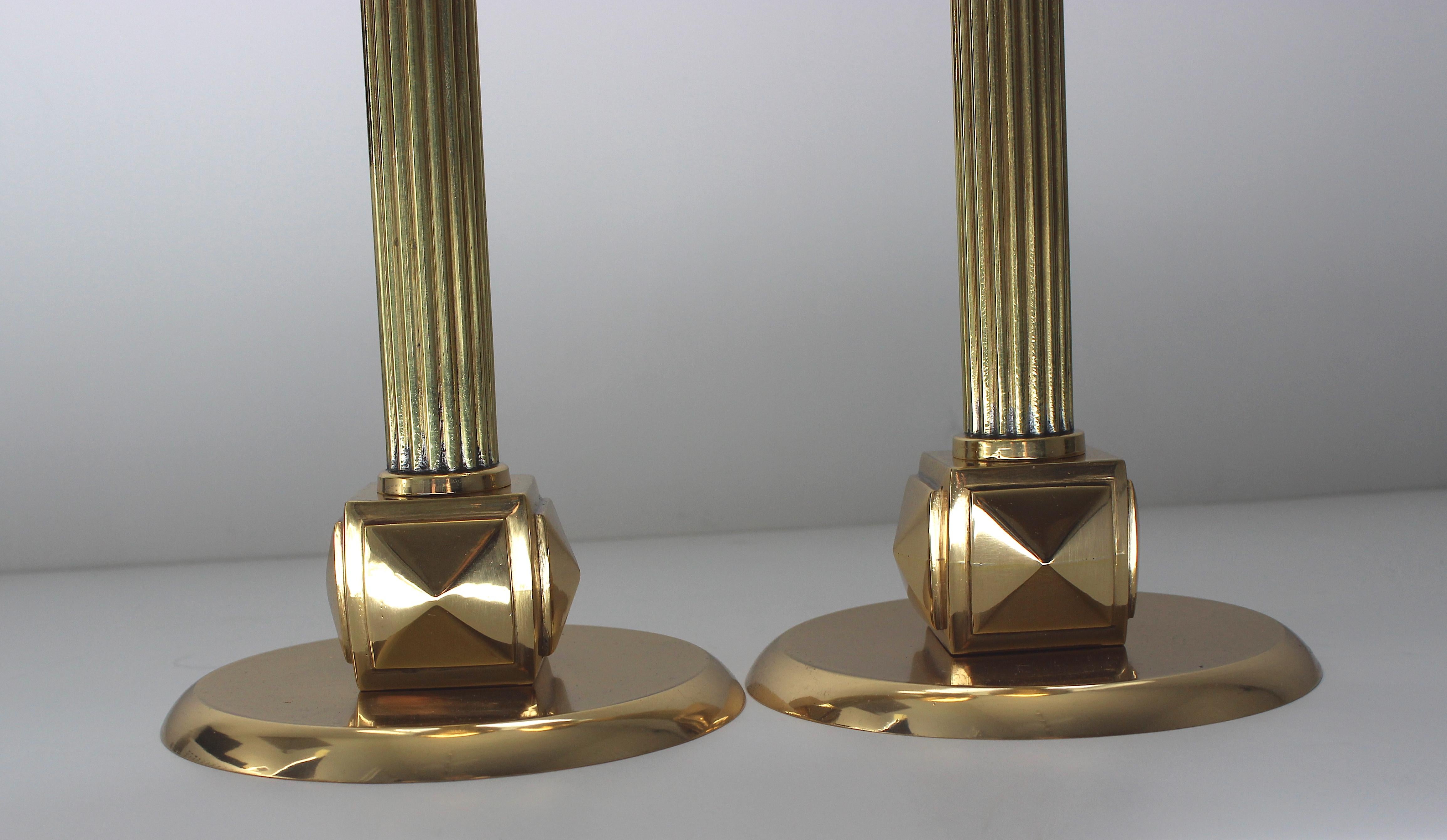 Set of Brass Art Deco Candlesticks by Larry Laslo 3