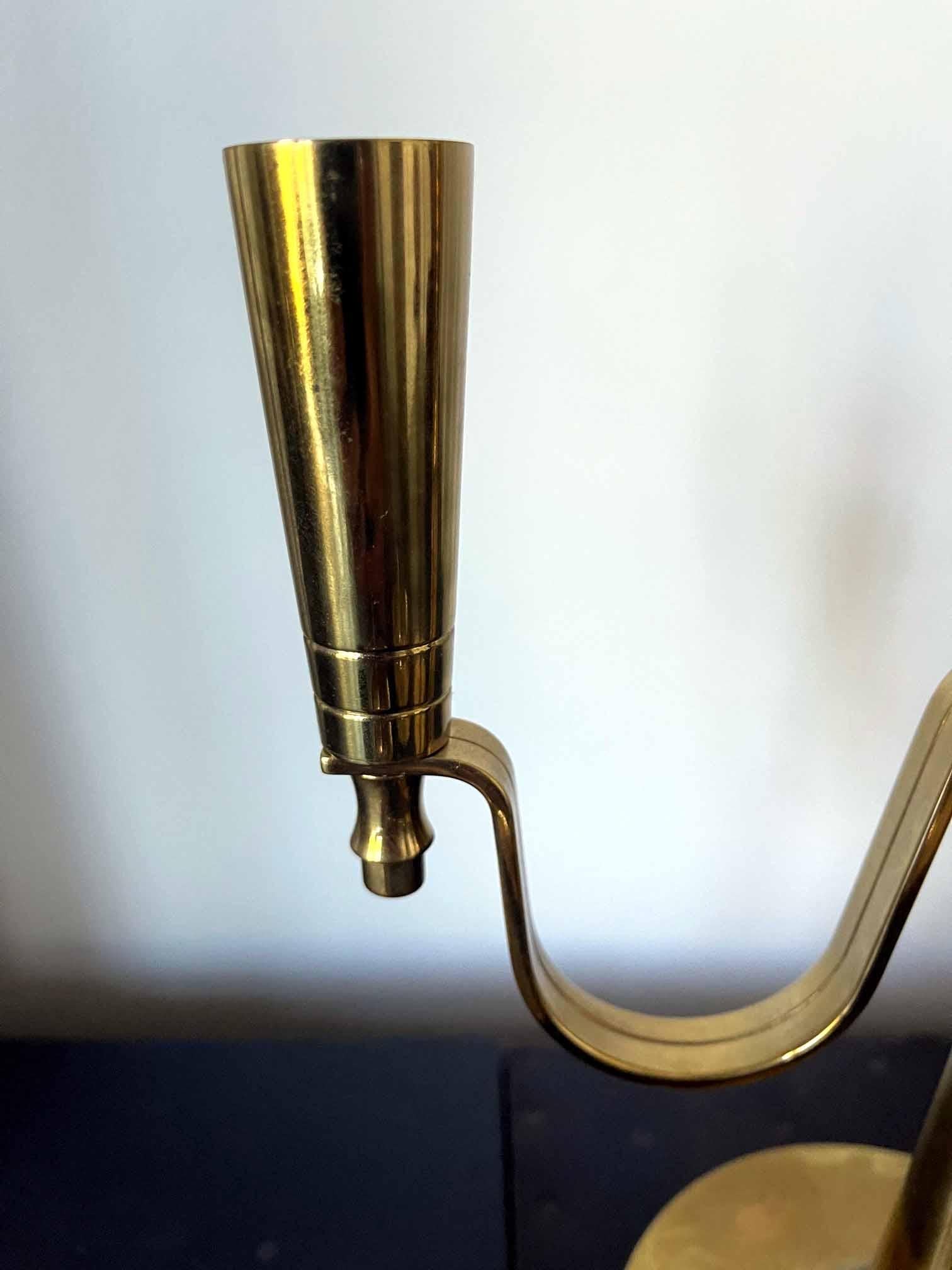 Mid-Century Modern Set of Brass Candelabra and Candlesticks Tommi Parzinger For Sale
