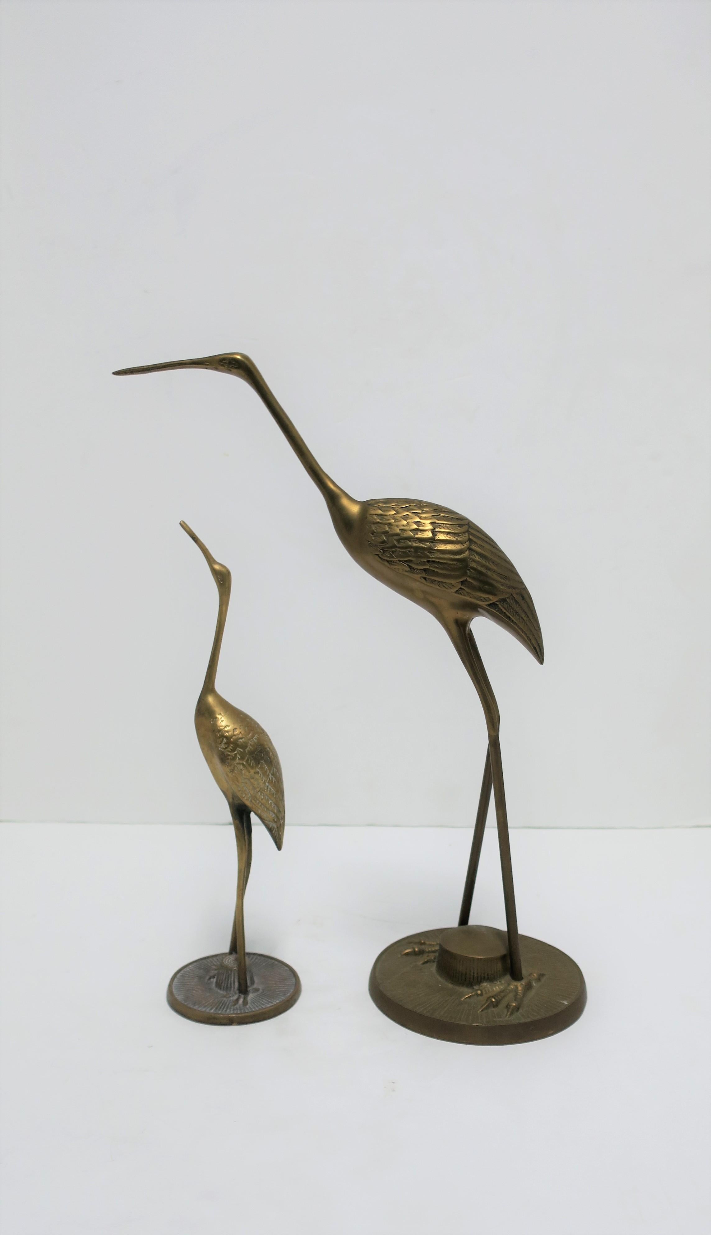 Late 20th Century Set of Brass Crane Birds