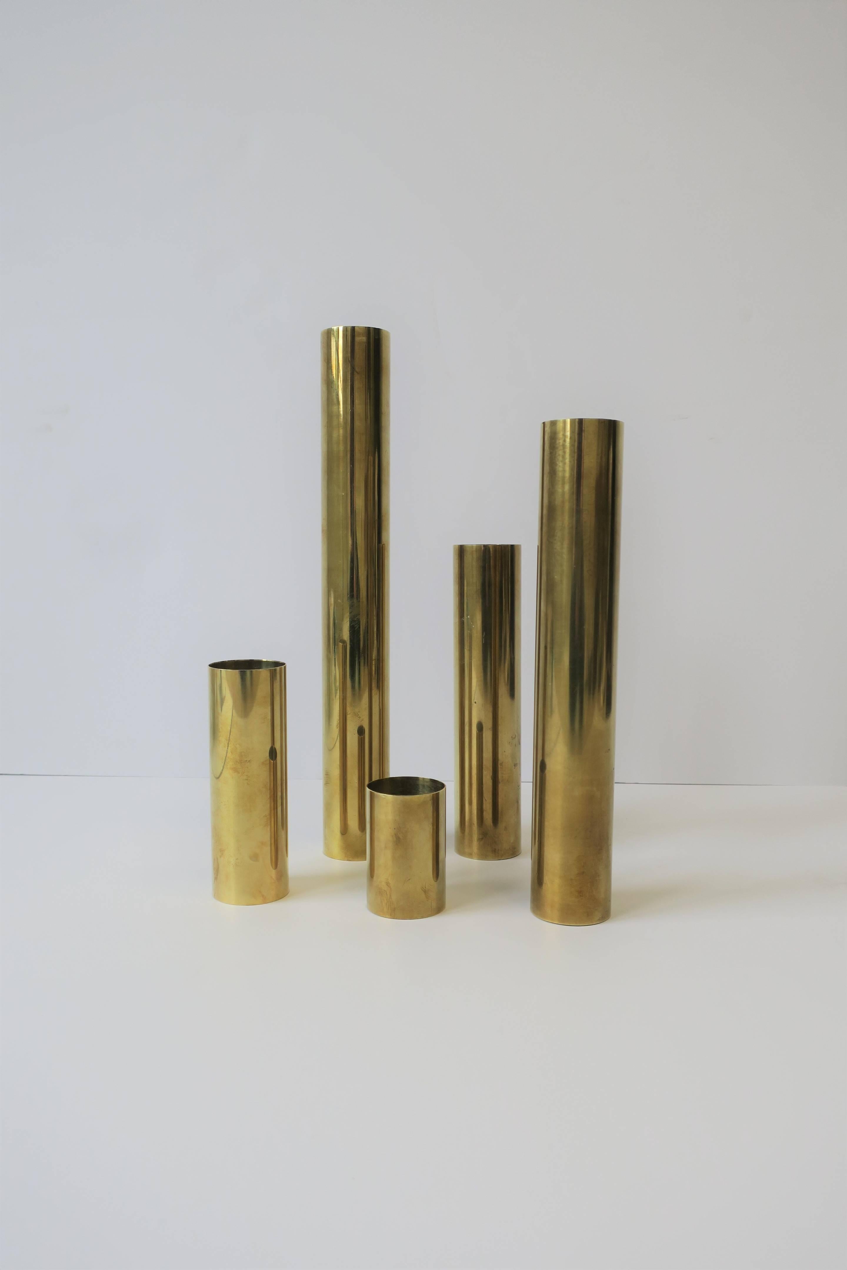 Set of Brass Cylindrical Sculpture Vessels 4