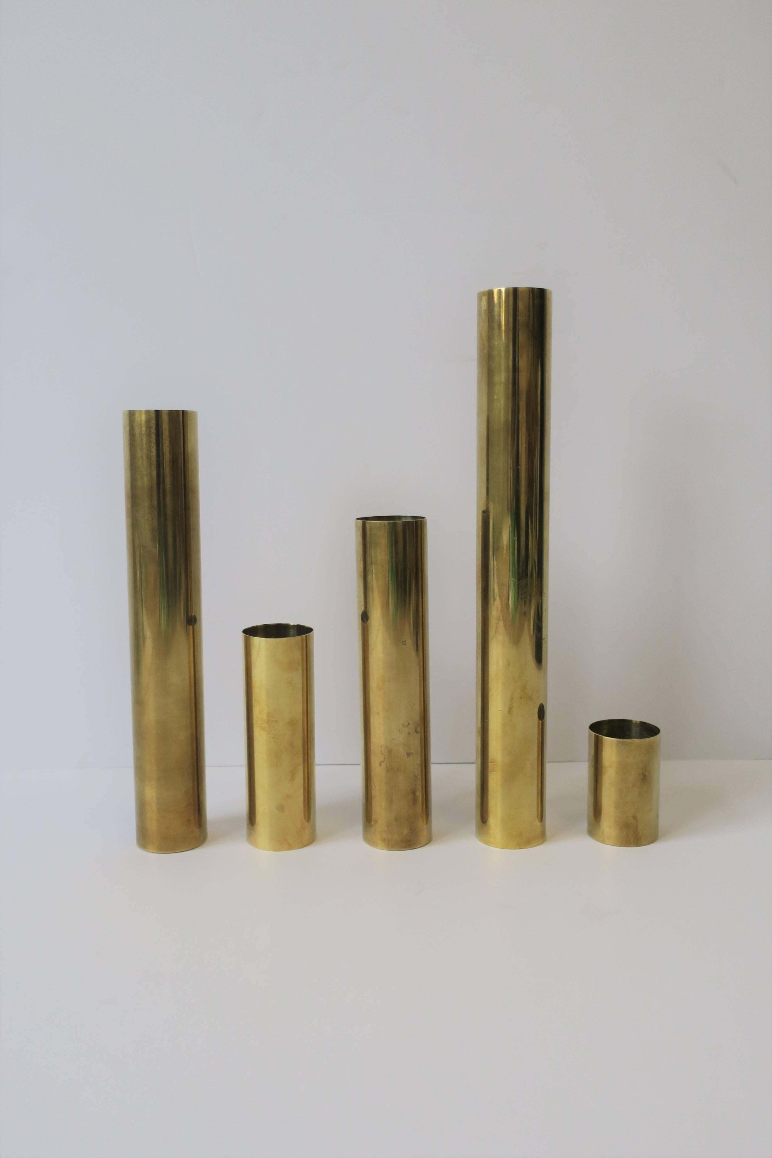 Modern Set of Brass Cylindrical Sculpture Vessels
