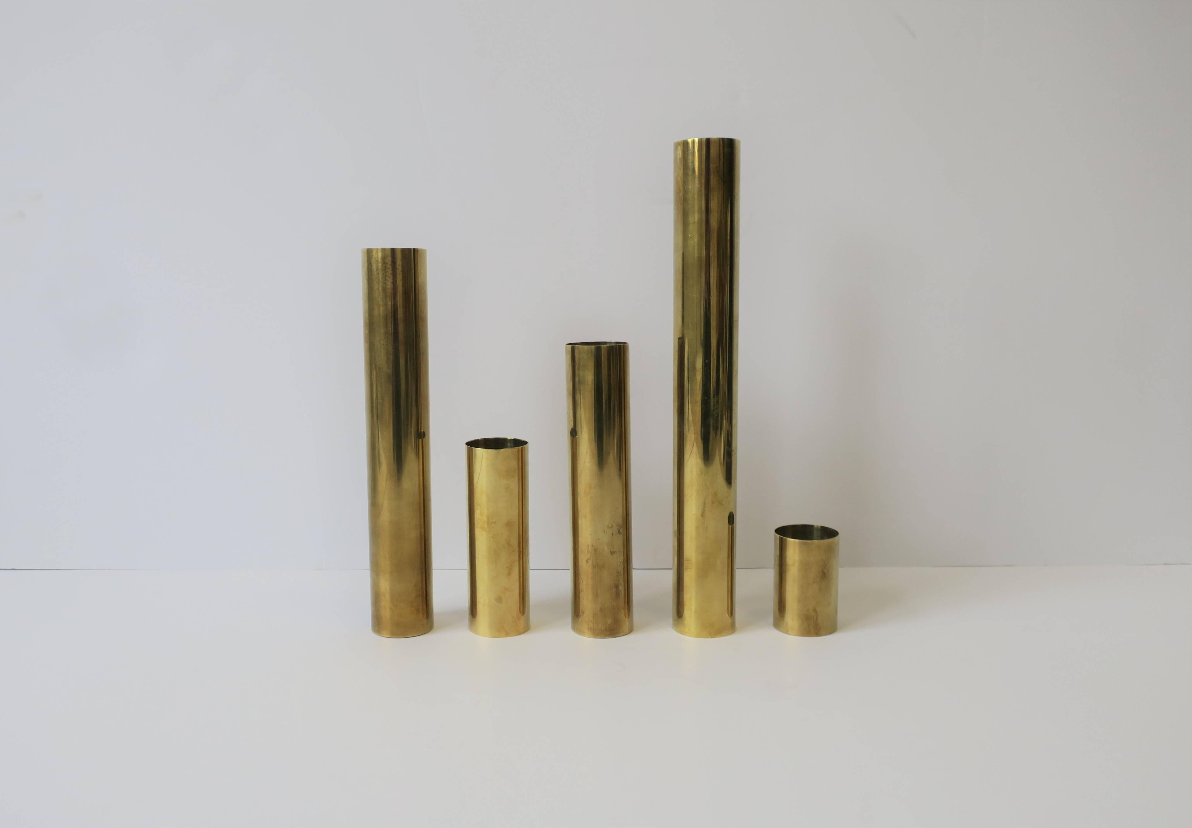 Set of Brass Cylindrical Sculpture Vessels In Good Condition In New York, NY