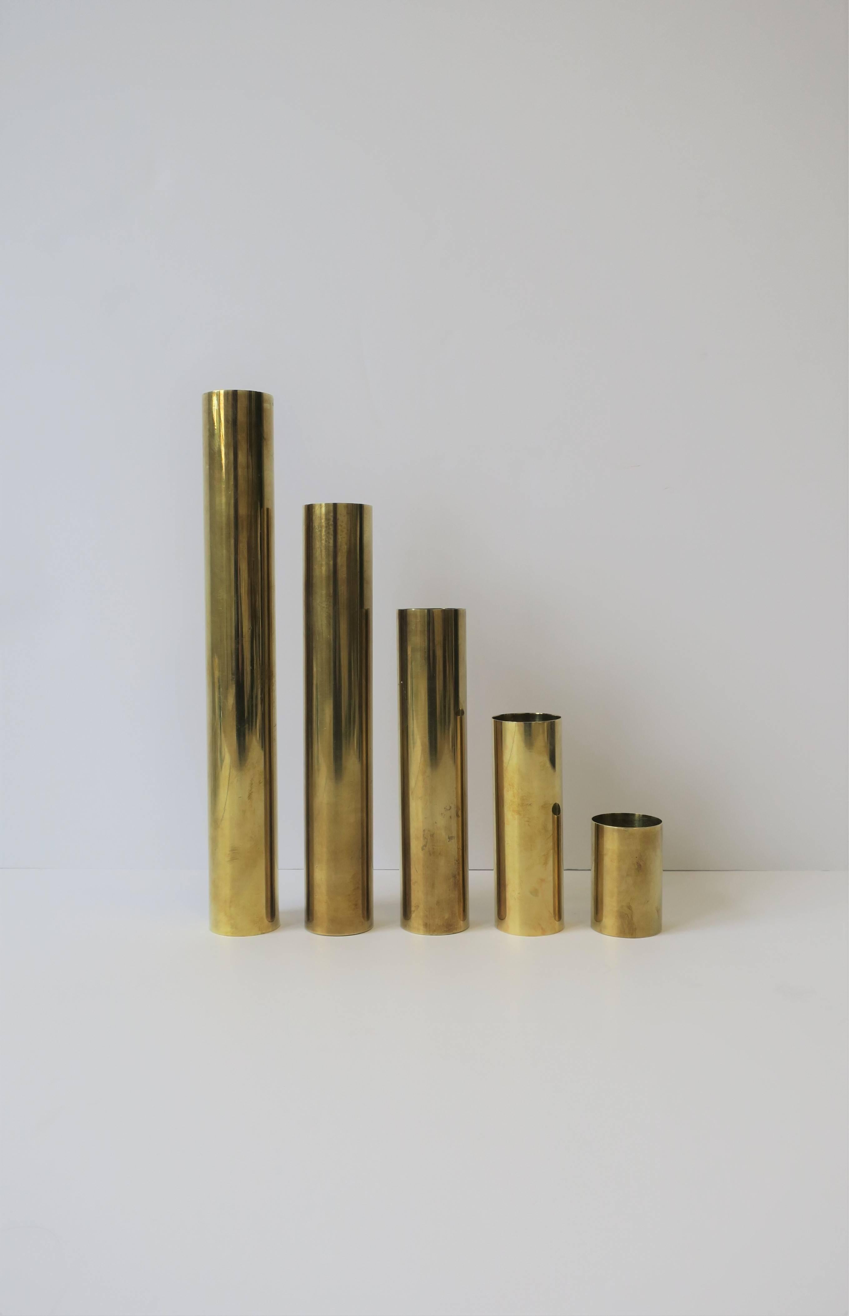 20th Century Set of Brass Cylindrical Sculpture Vessels