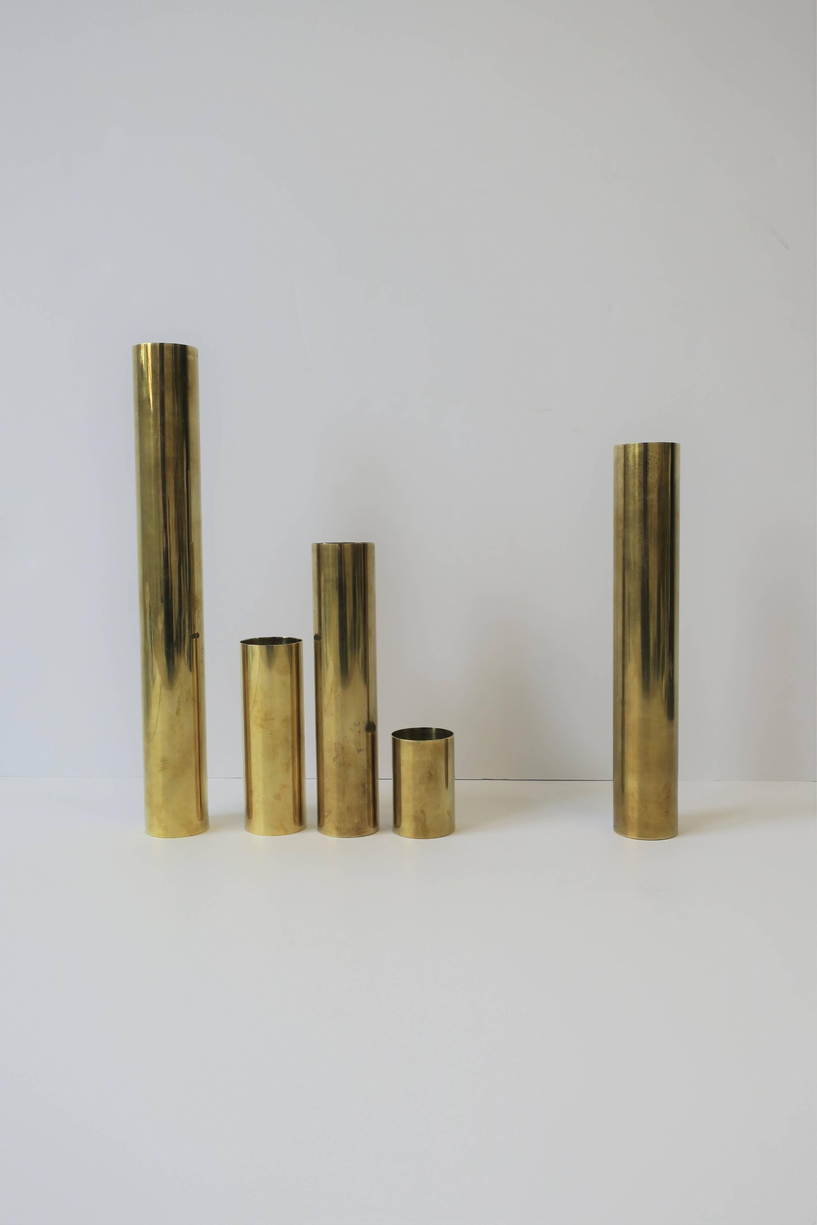 Set of Brass Cylindrical Sculpture Vessels 1