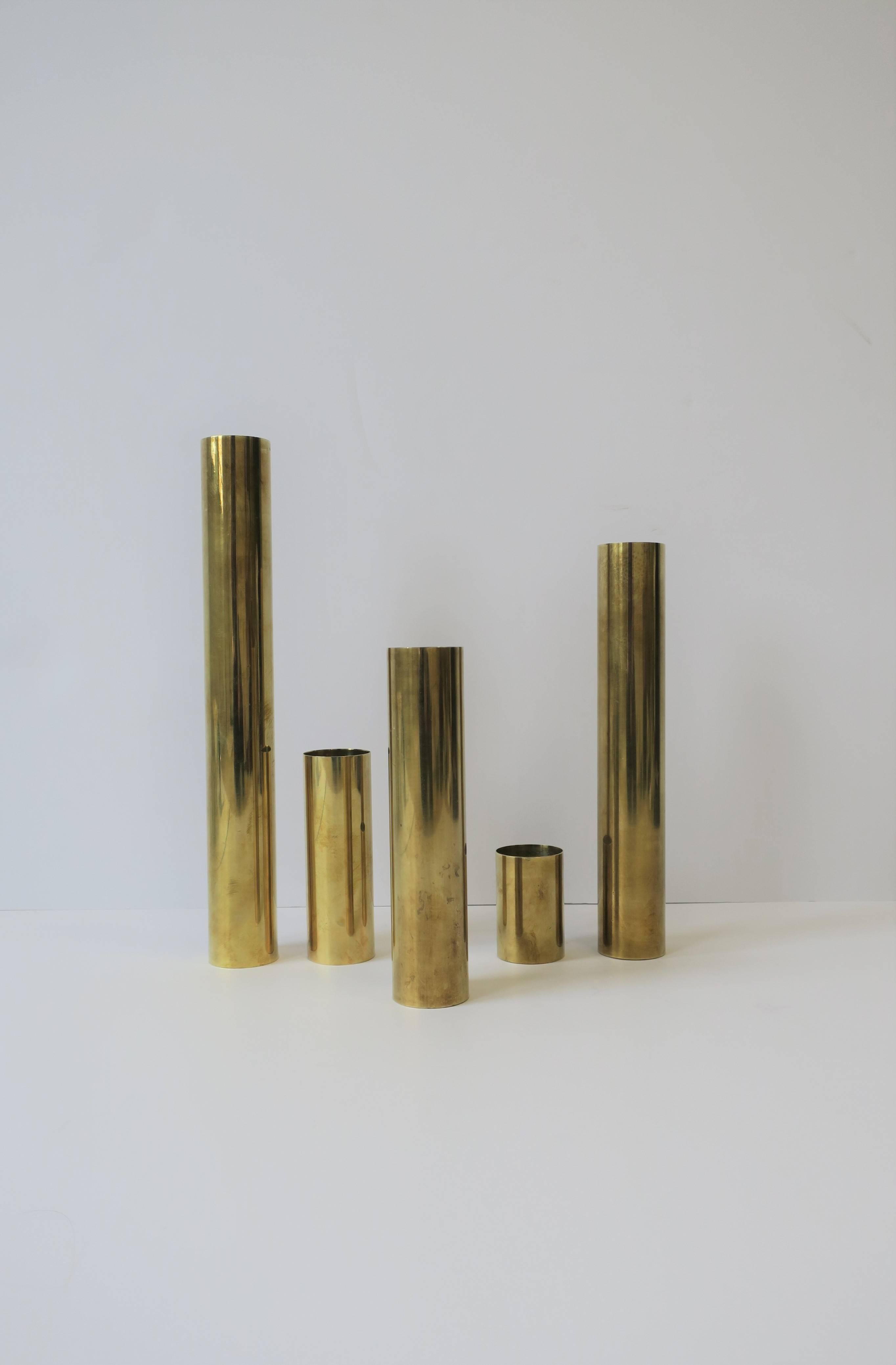 Set of Brass Cylindrical Sculpture Vessels 2