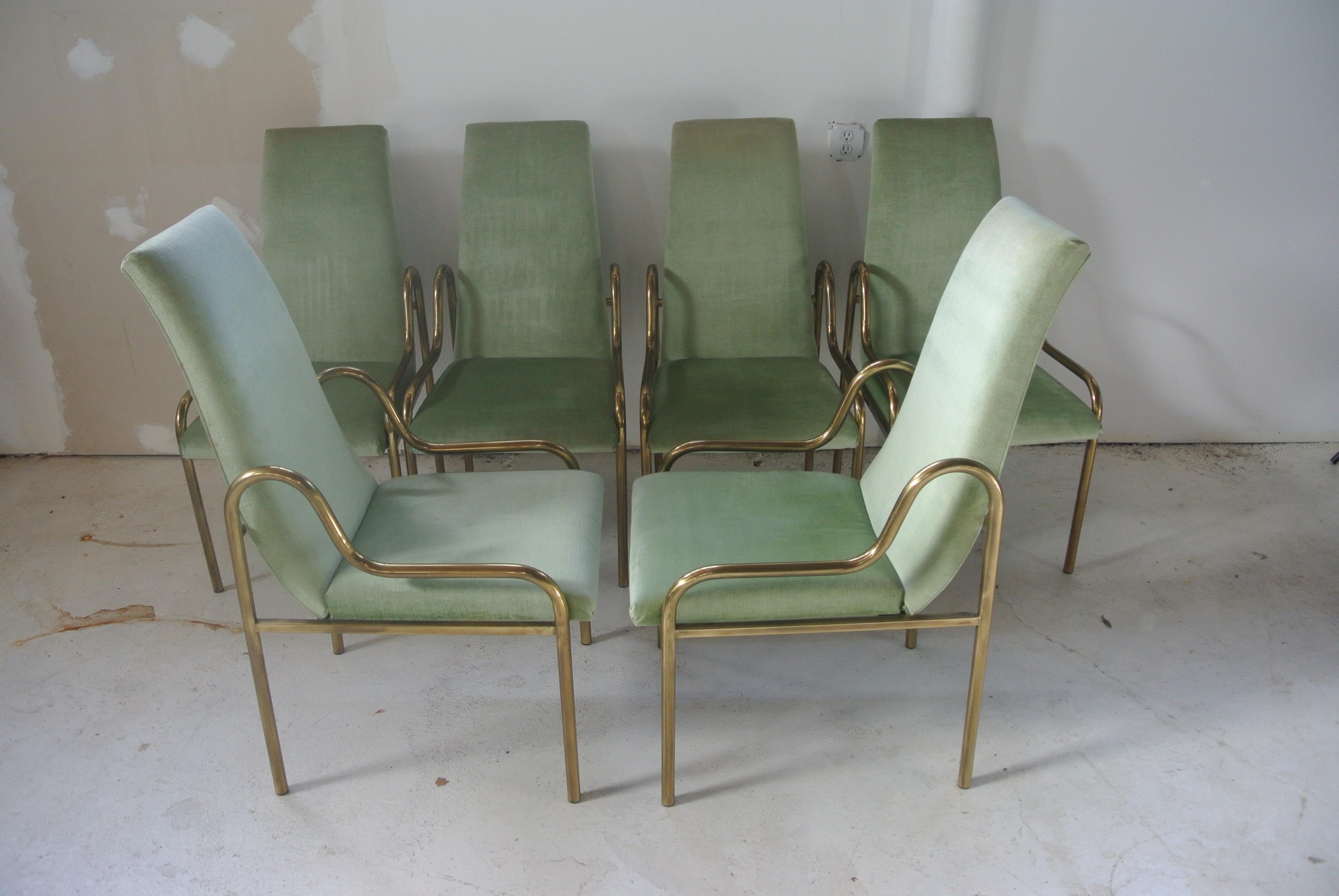 Mid-Century Modern Set of Brass Dining Chairs by Mastercraft For Sale
