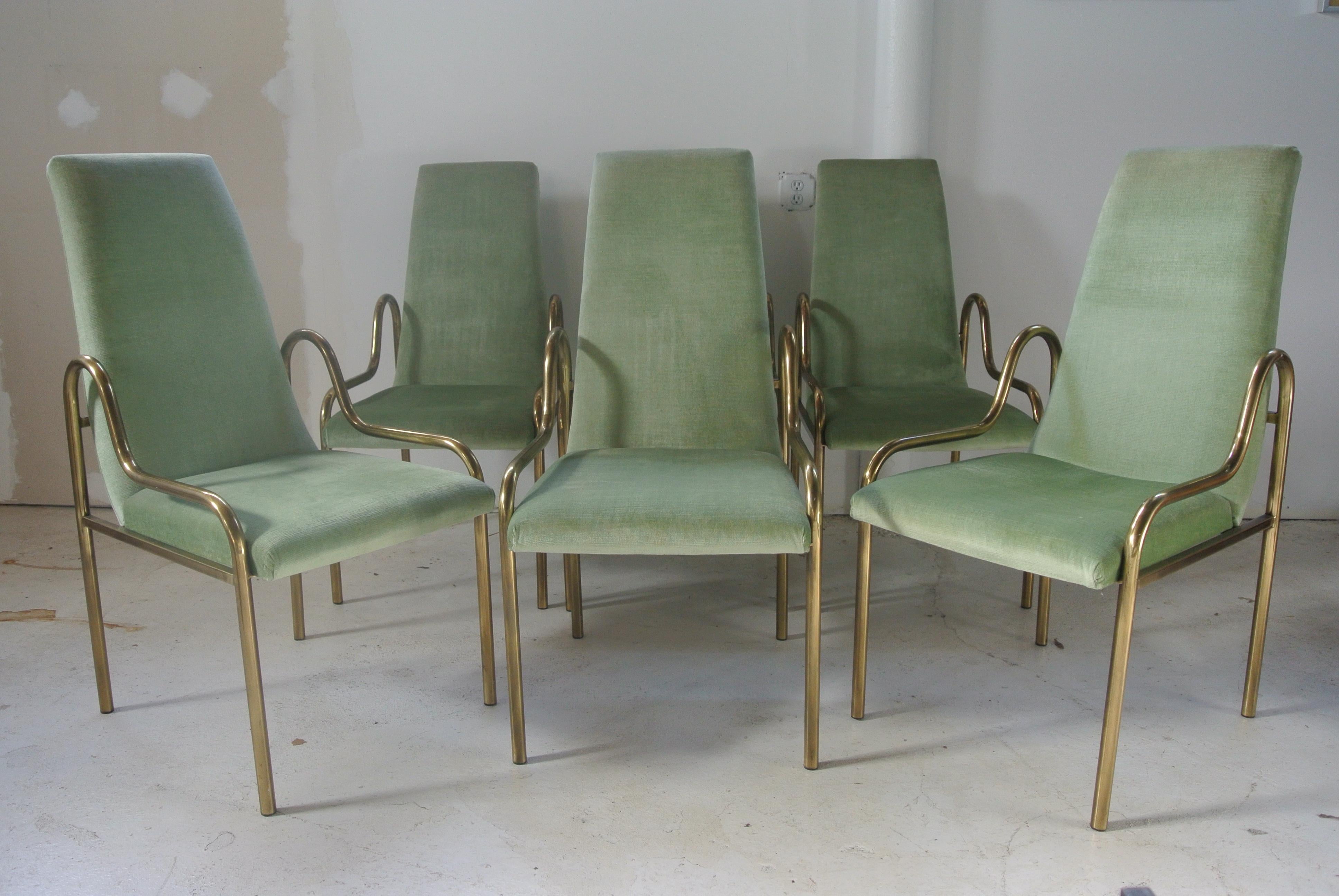 American Set of Brass Dining Chairs by Mastercraft For Sale