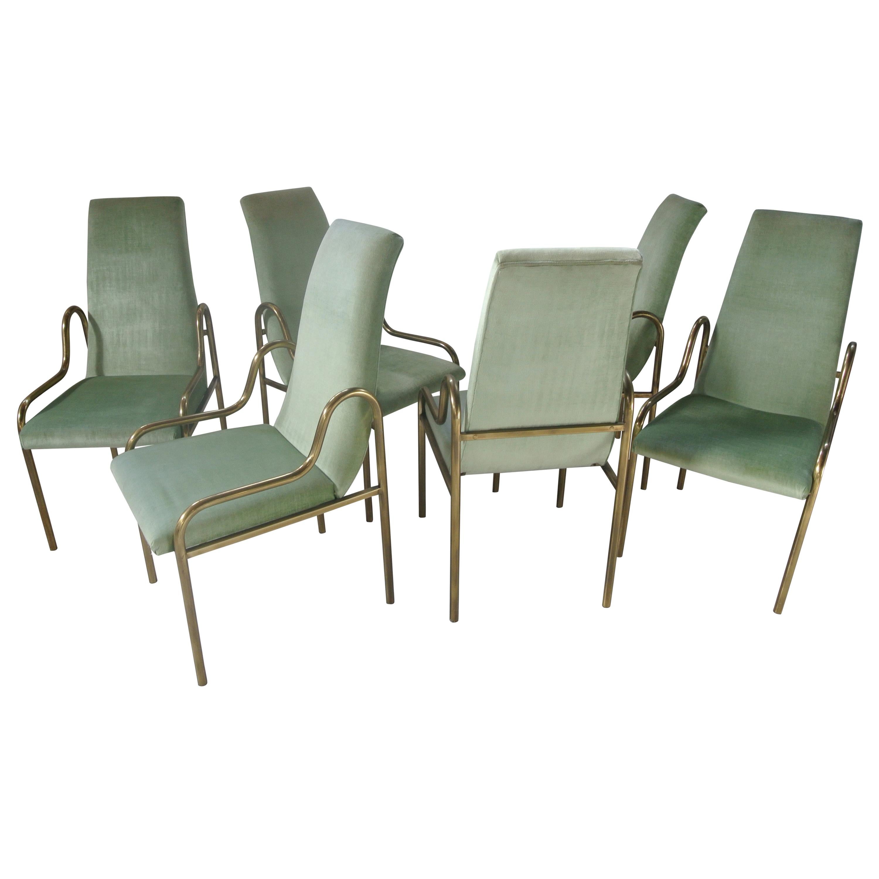 Set of Brass Dining Chairs by Mastercraft For Sale