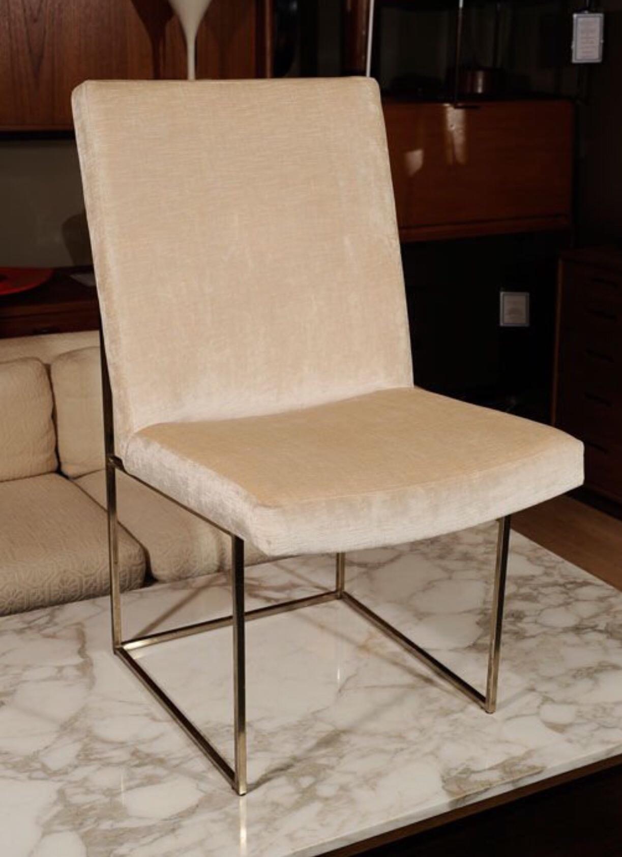 Minimalist Set of Milo Baughman Brass Dining Chairs in COM ~ Priced Individually