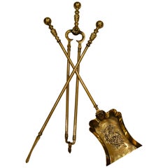 Set of Brass Fire Tools