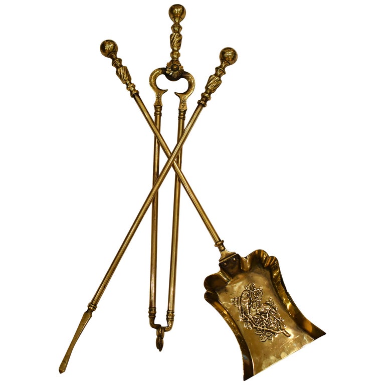 Set of Brass Fire Tools at 1stDibs